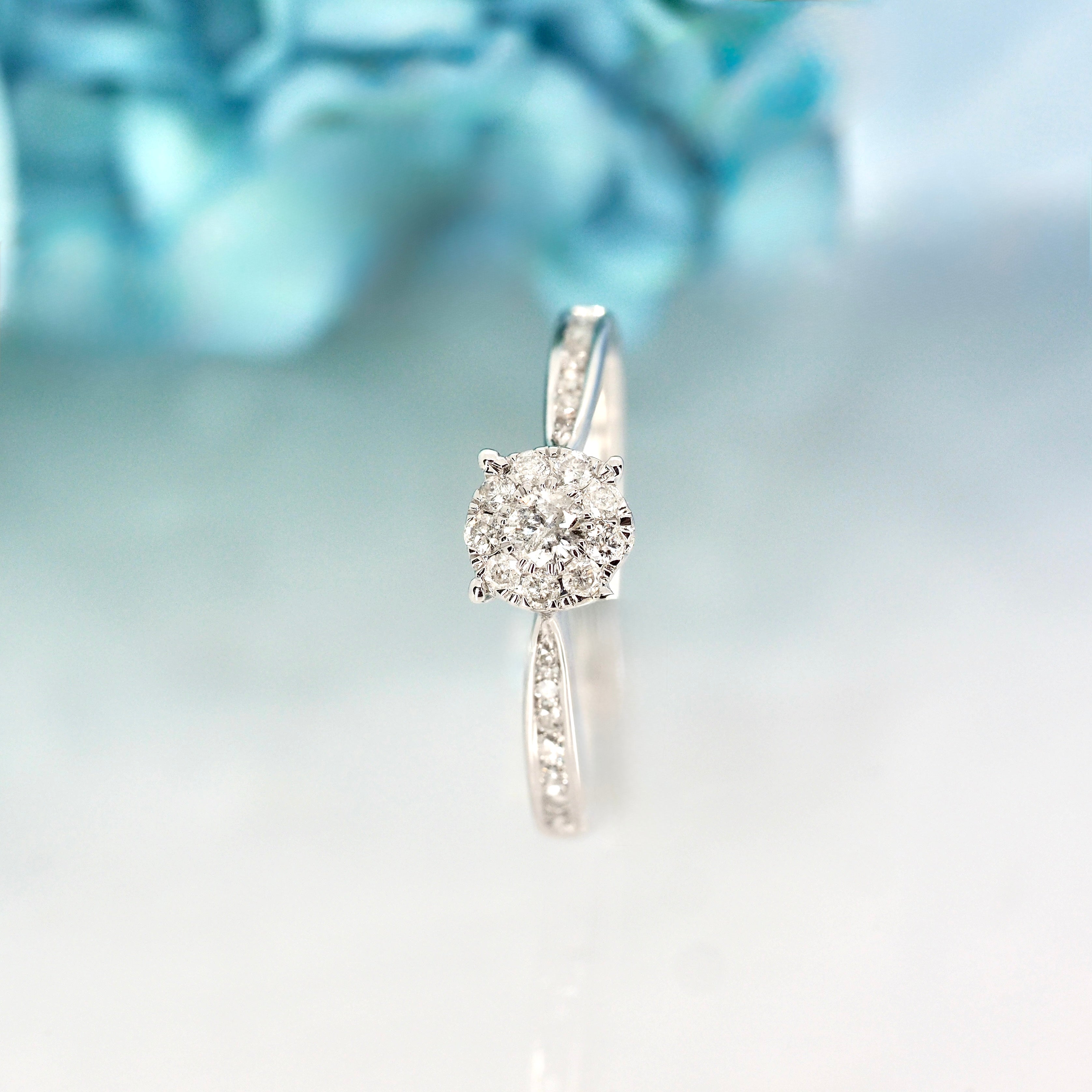 9ct White Gold 0.37ct Round Brilliant Cut Diamond Round Cluster Ring