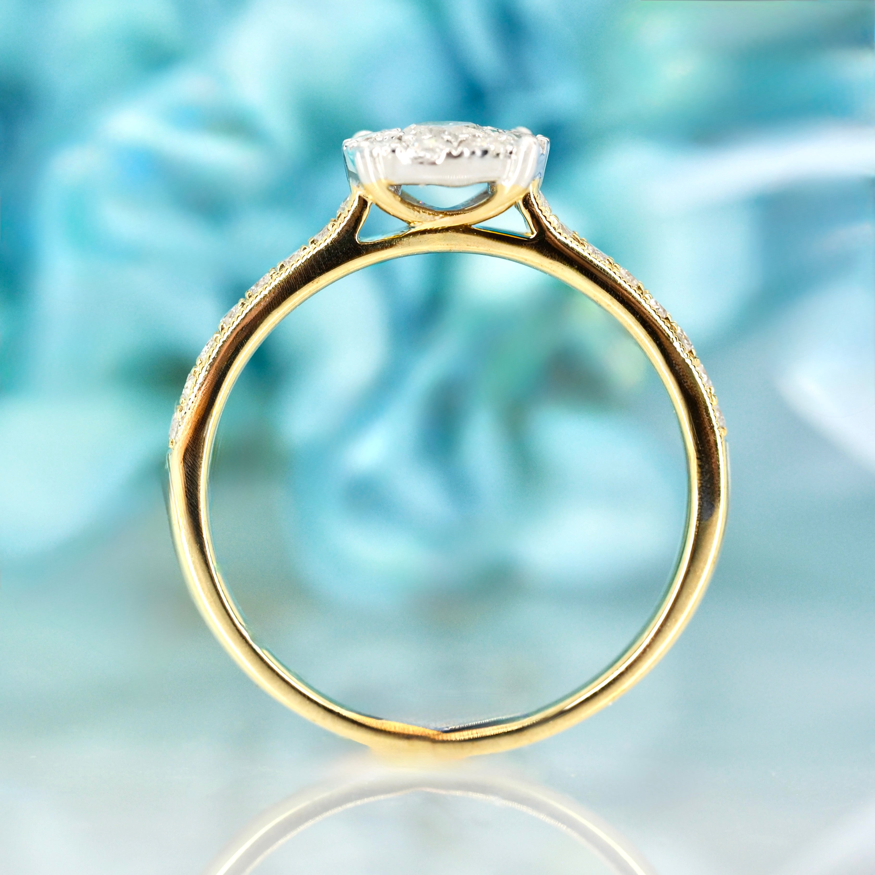 9ct Yellow Gold 0.52ct Round Brilliant Cut Diamond Cluster Ring