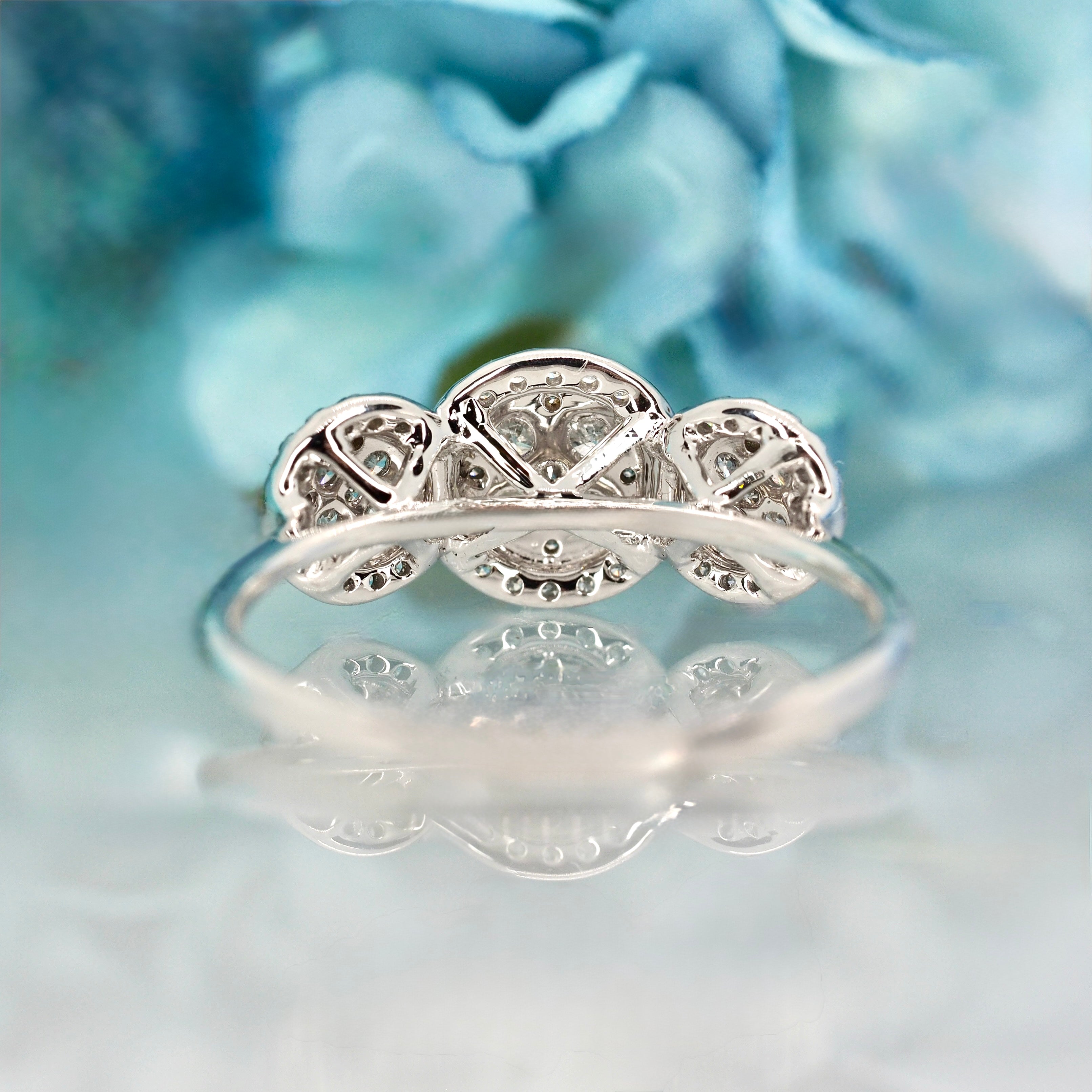 9ct White Gold 0.47ct Round Brilliant Cut Diamond Triple Cluster Ring