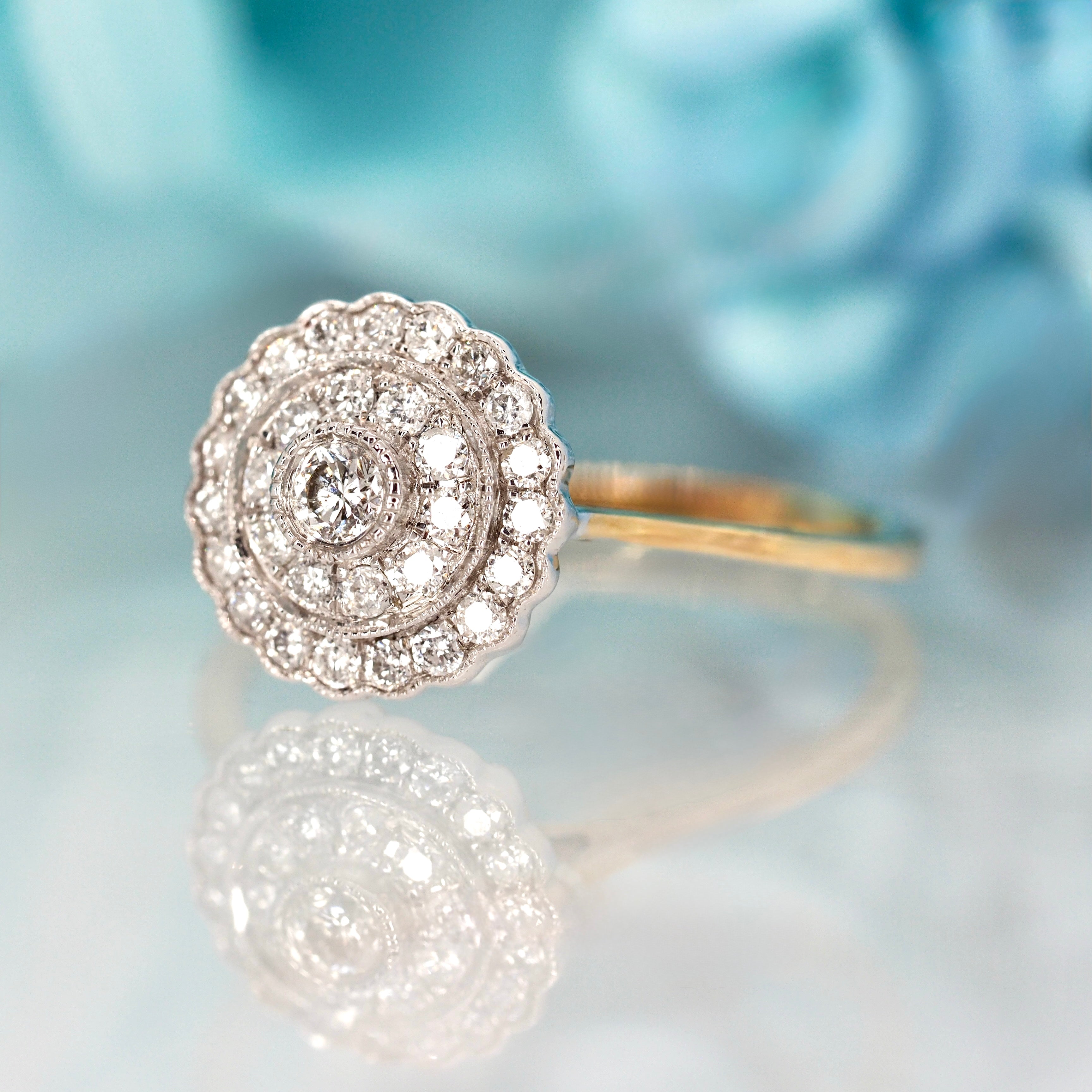 9ct Yellow Gold 0.33ct Round Brilliant Cut Diamond Cluster Ring
