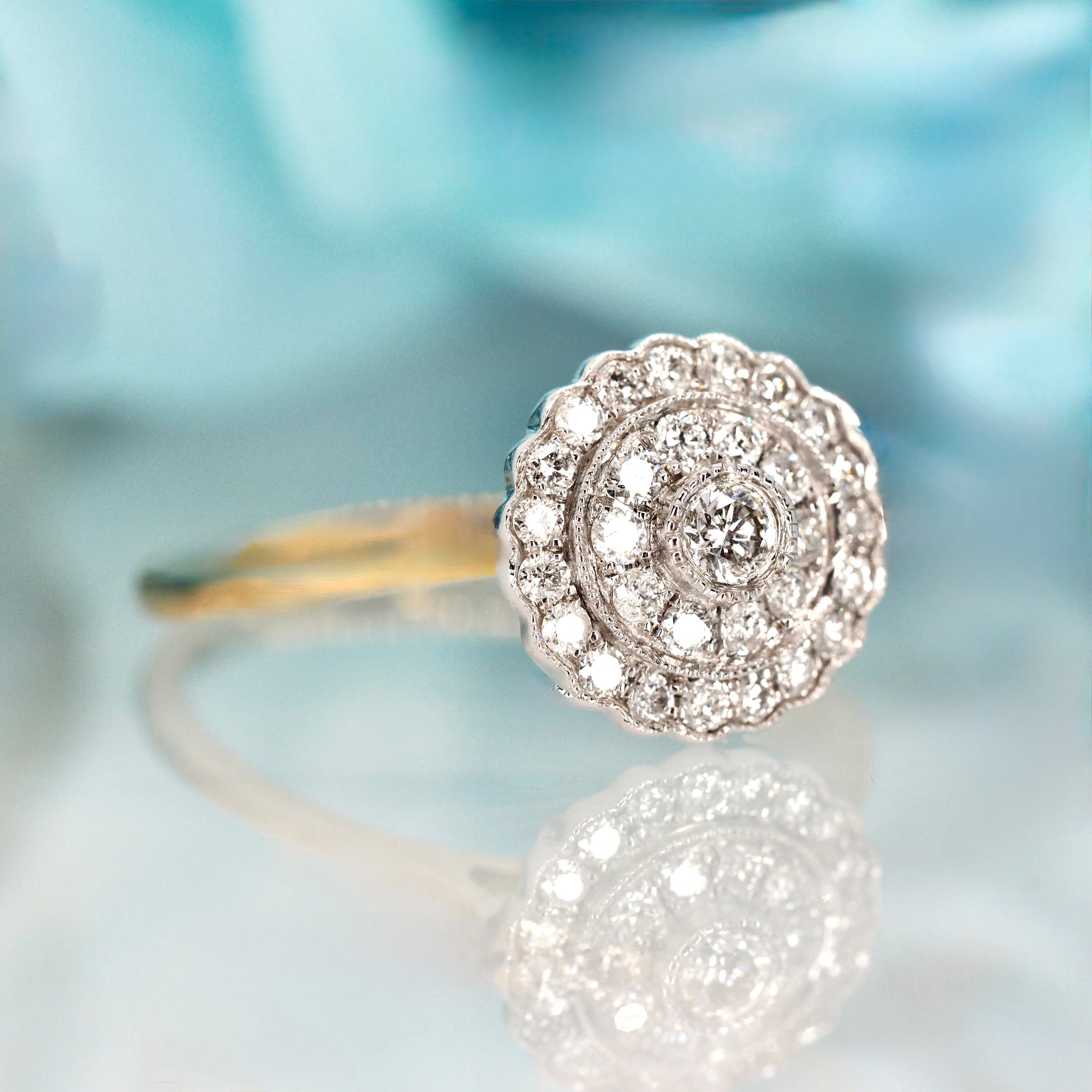 9ct Yellow Gold 0.33ct Round Brilliant Cut Diamond Cluster Ring