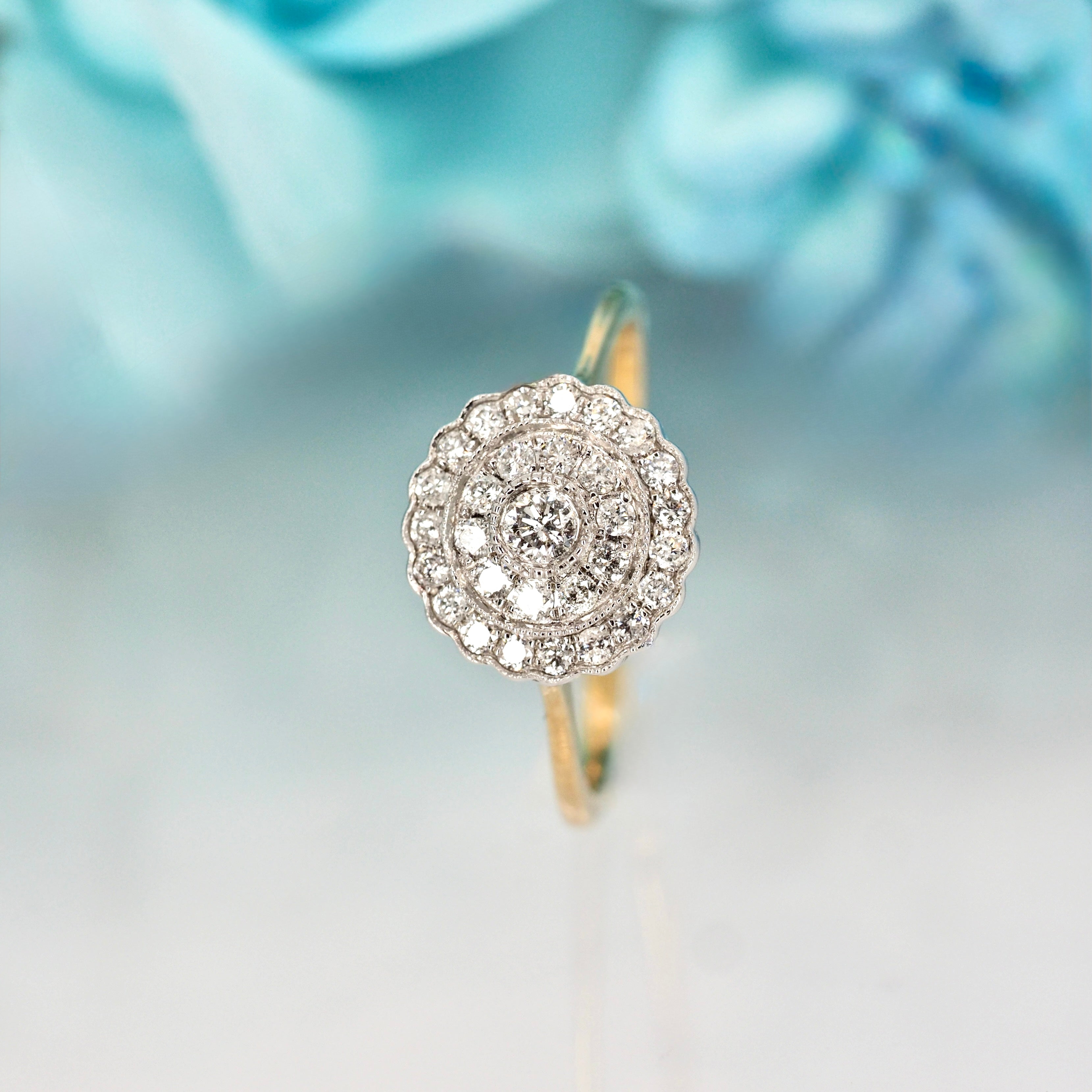 9ct Yellow Gold 0.33ct Round Brilliant Cut Diamond Cluster Ring