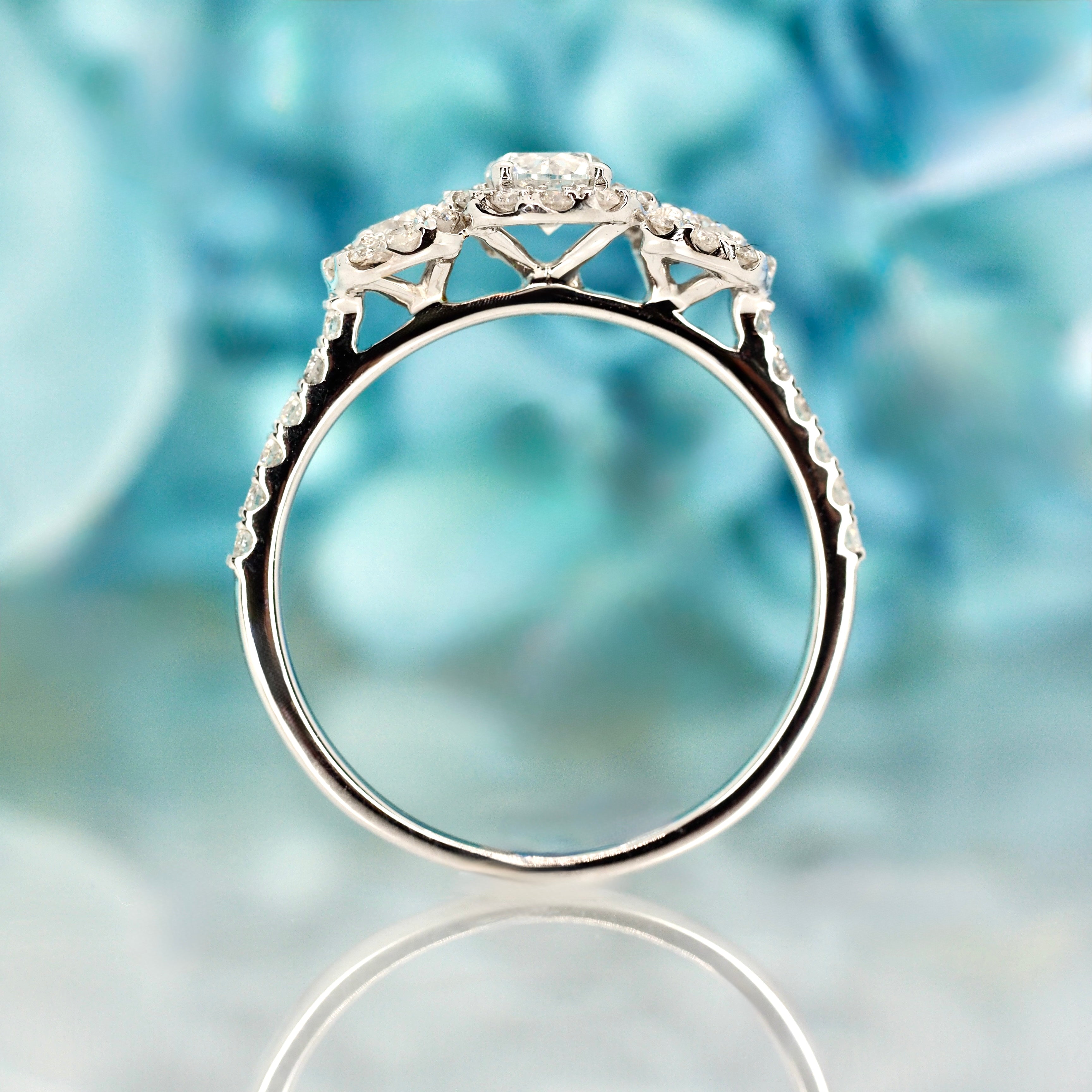 9ct White Gold 0.75ct Round Brilliant Cut Diamond Triple Halo Cluster Ring