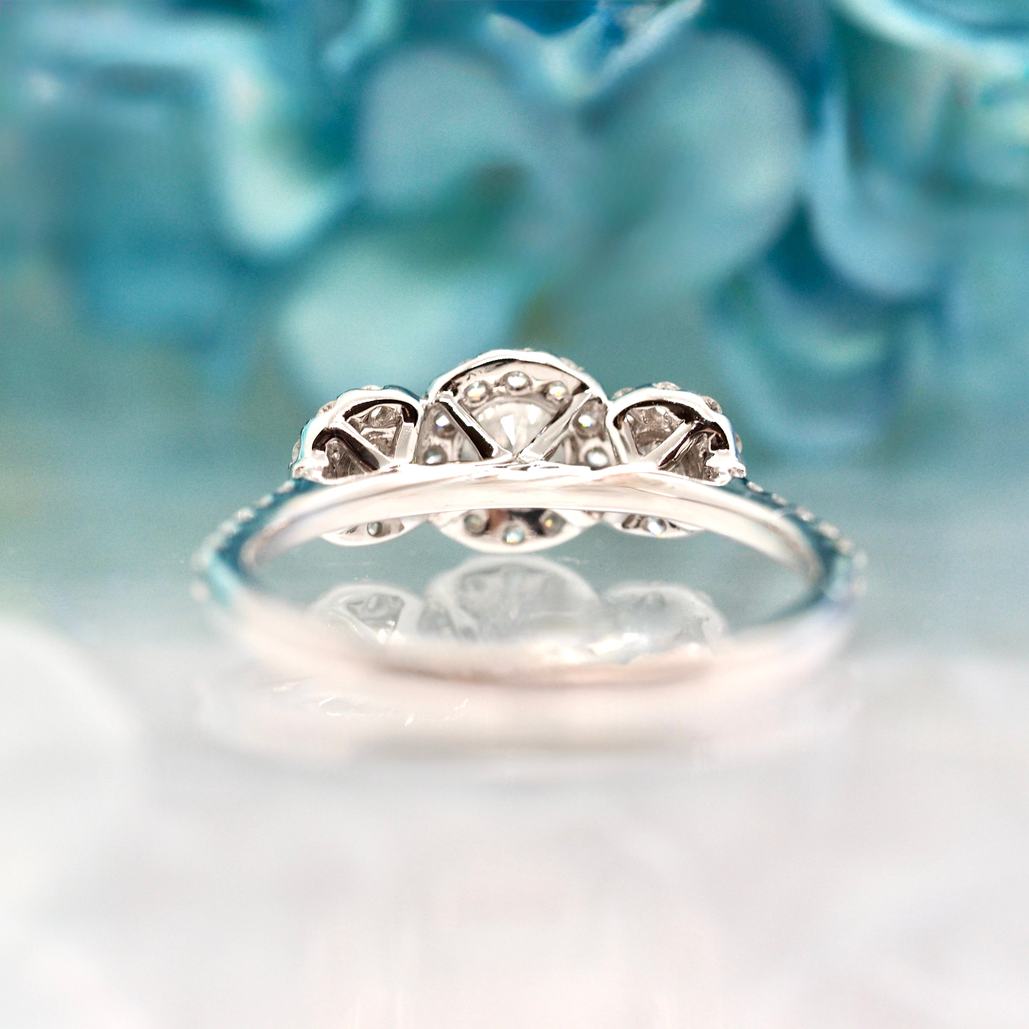9ct White Gold 0.75ct Round Brilliant Cut Diamond Triple Halo Cluster Ring