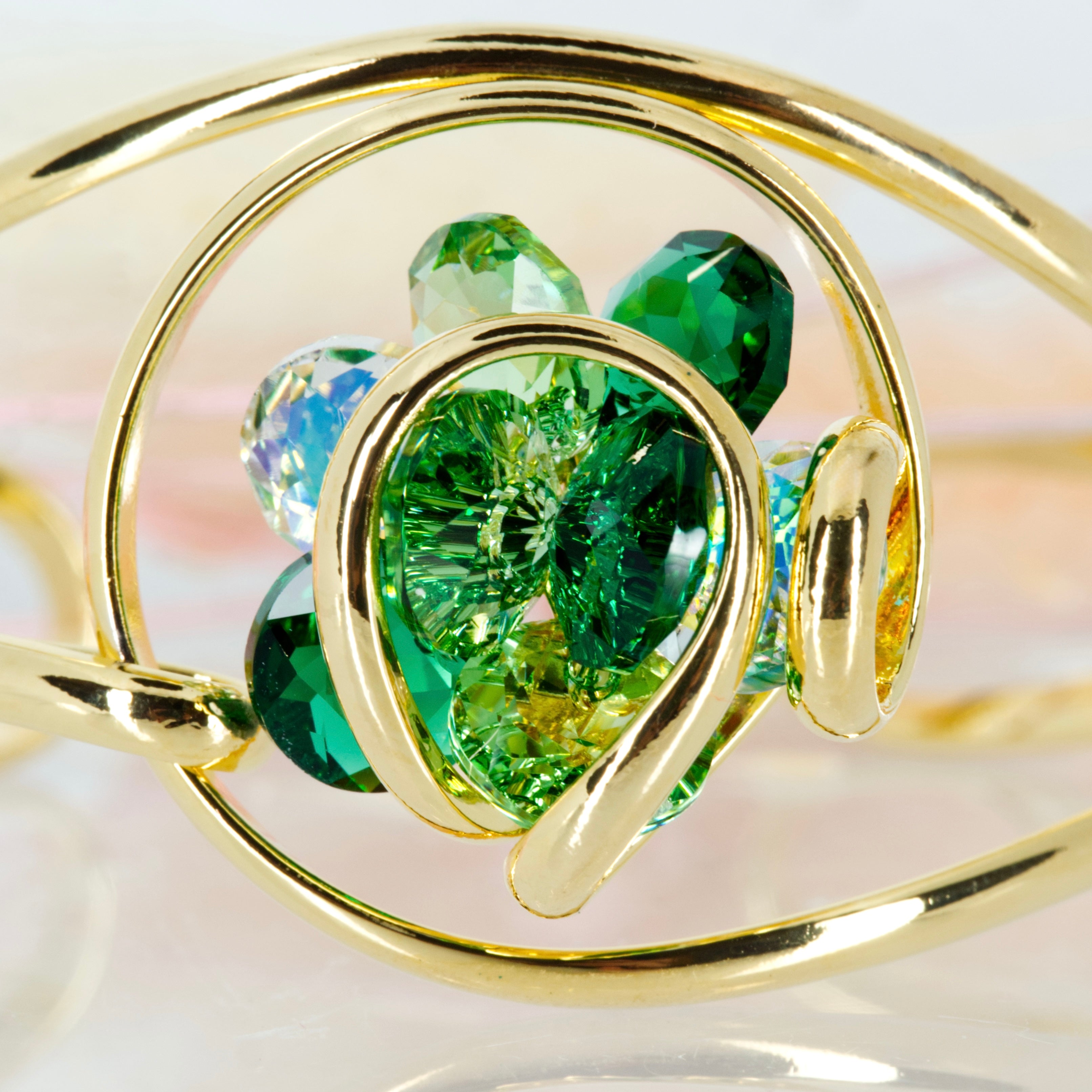 Andrea Marazzini Gold Plated Green Crystal Cuff Bangle