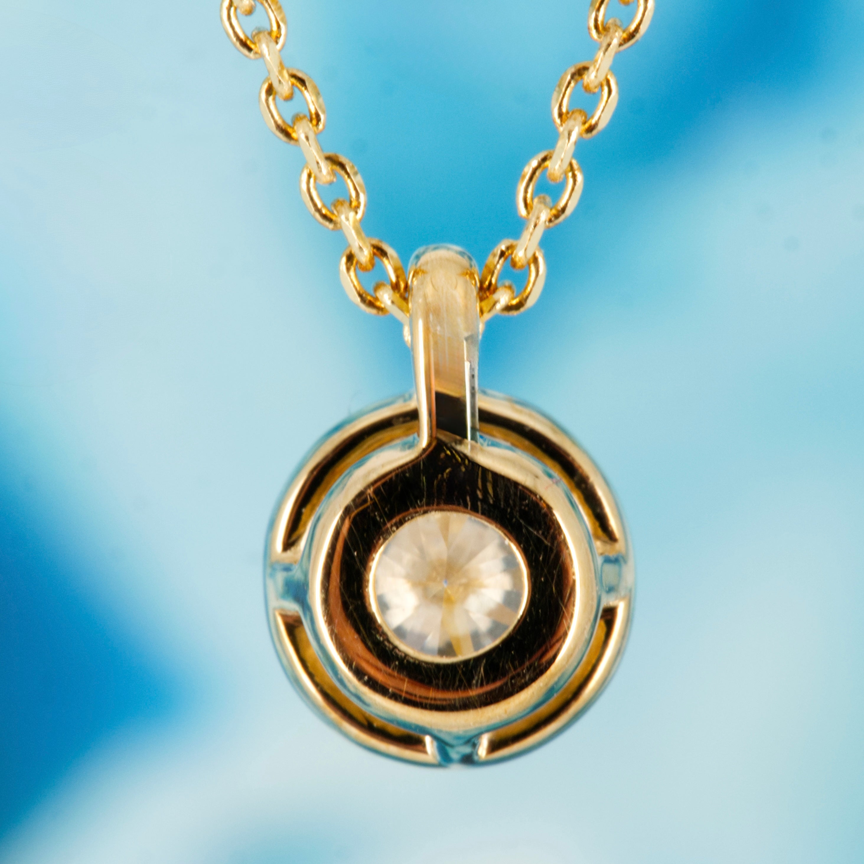 9ct Yellow Gold 0.50ct Round Brilliant Cut Lab Grown Diamond Pendant on a 16”-18” Chain
