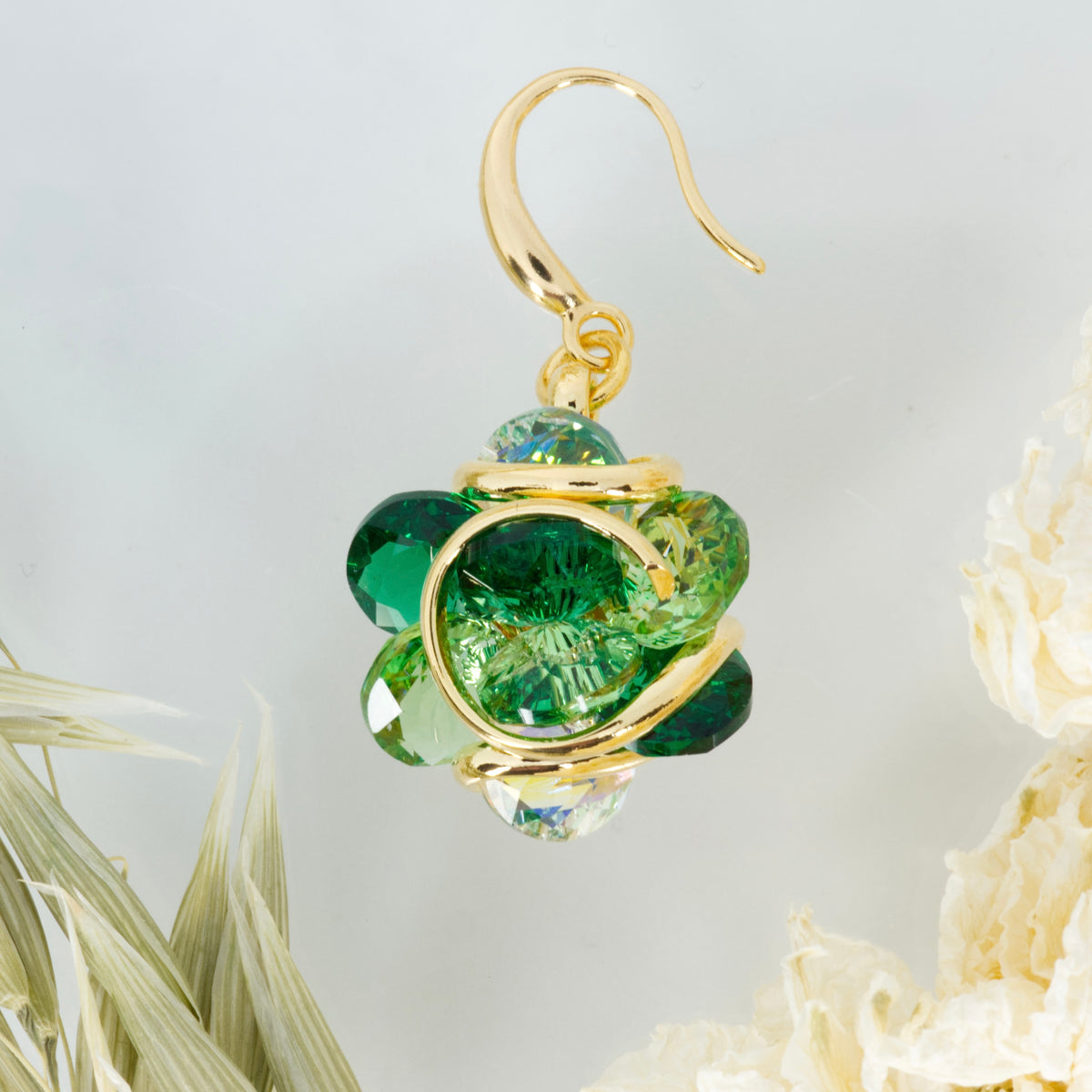 Andrea Marazzini Gold Plated Green Crystal Drop Earrings