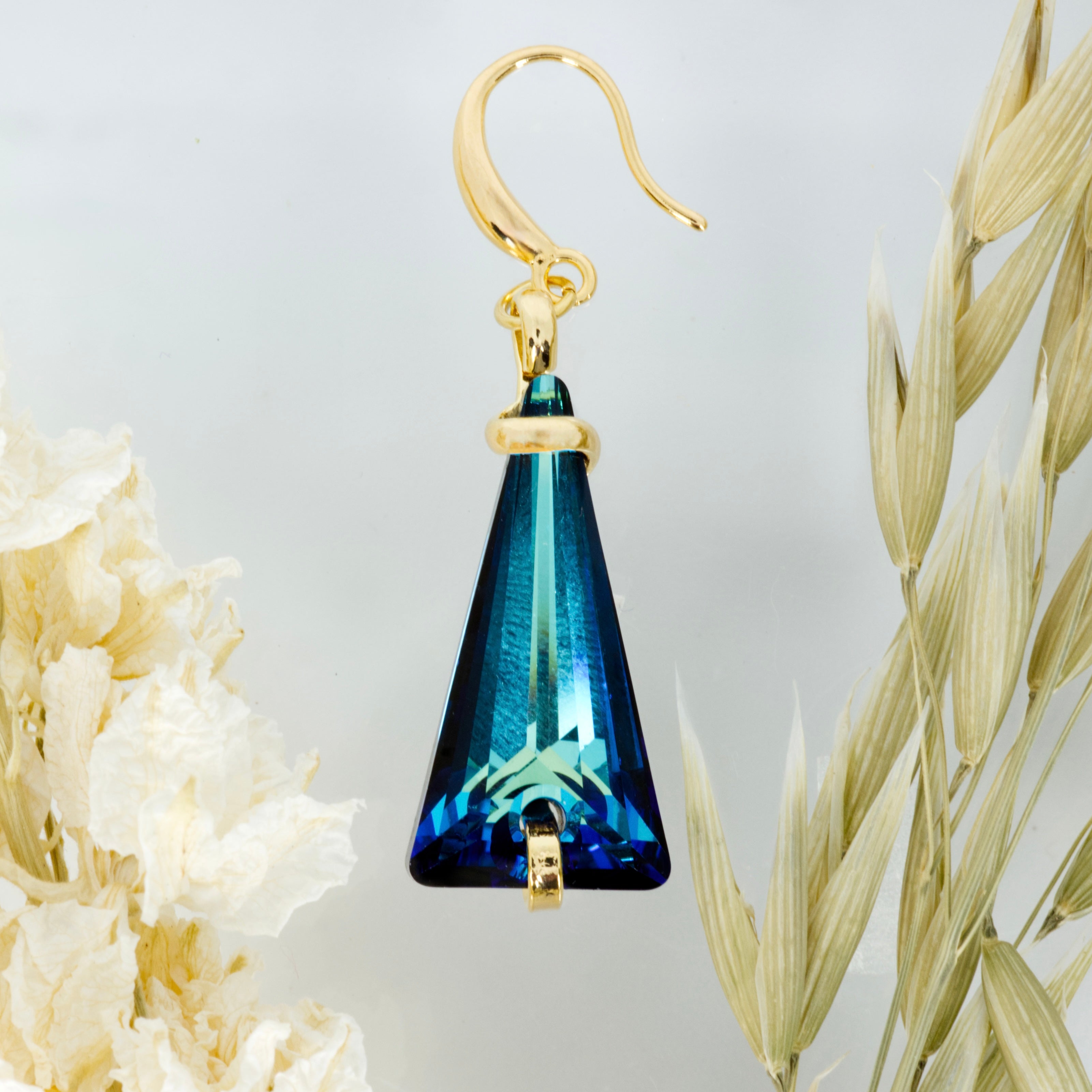 Andrea Marazzini Gold Plated Turquoise Triangular Crystal Drop Earrings