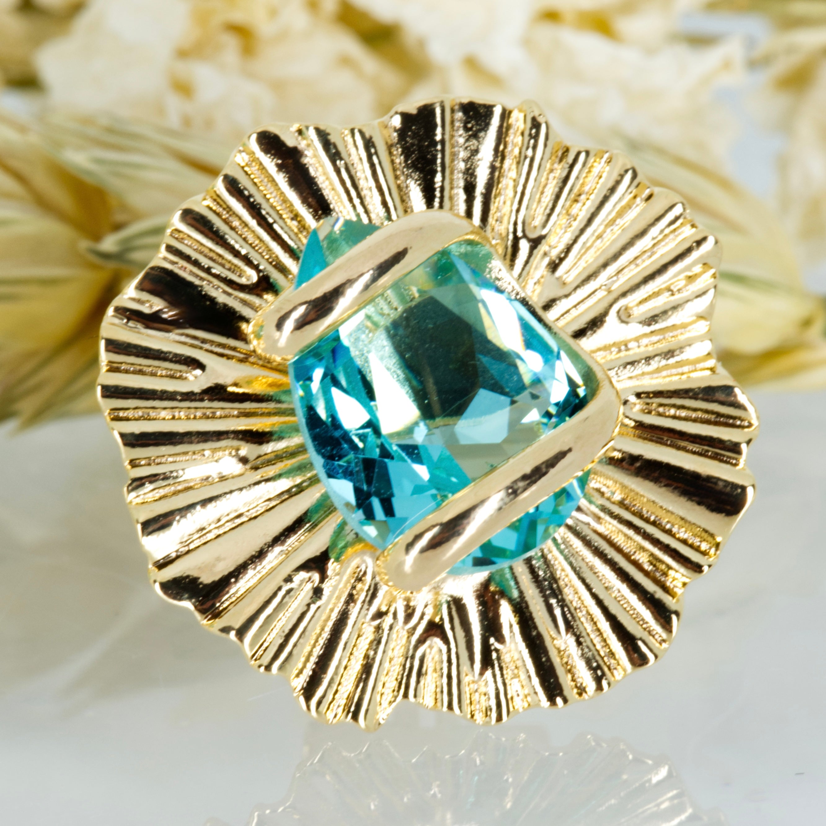 Andrea Marazzini Gold Plated Blue Pear Shaped Crystal Stud Earrings
