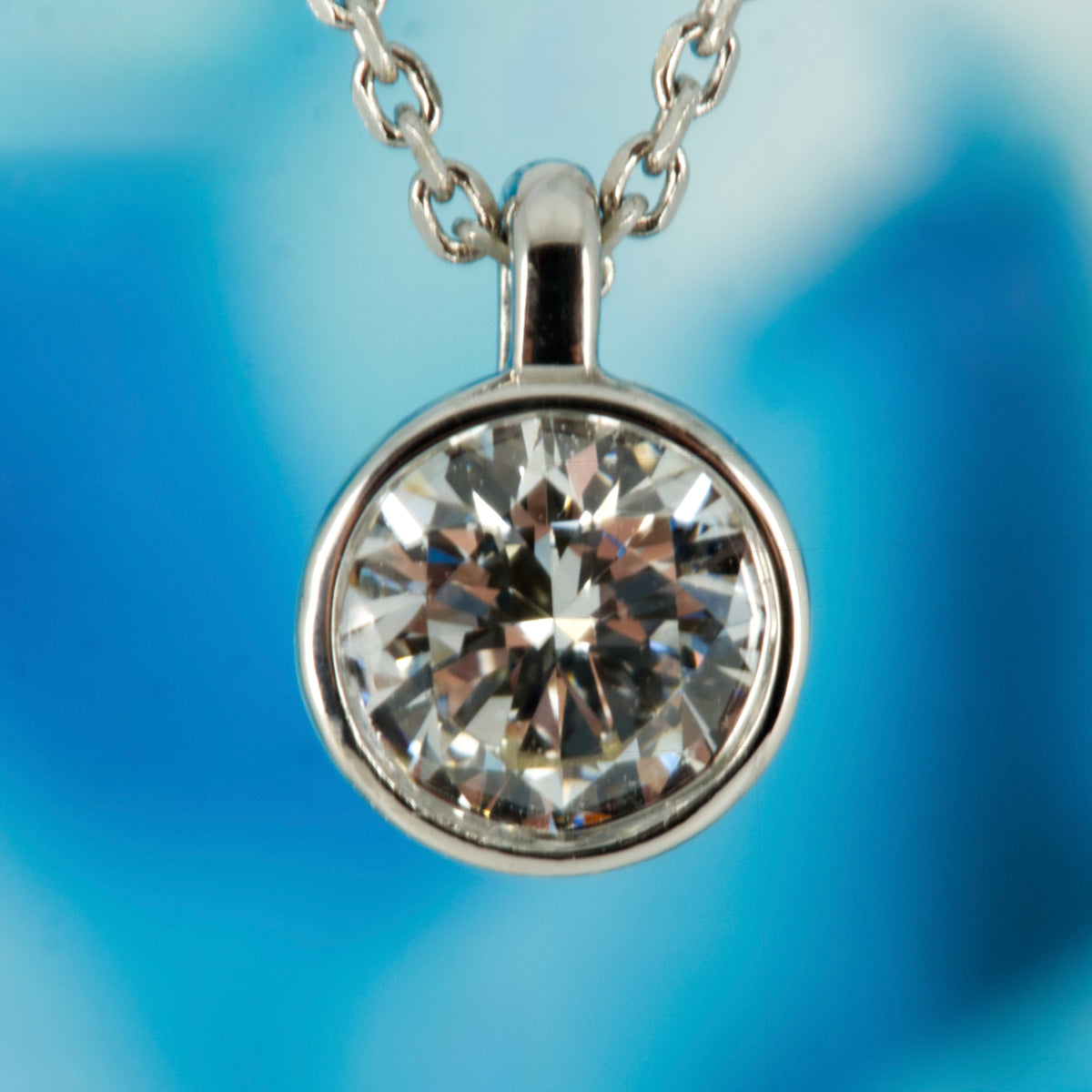 9ct White Gold 0.40ct Round Brilliant Cut Lab Grown Diamond Pendant on a 16”-18” Chain