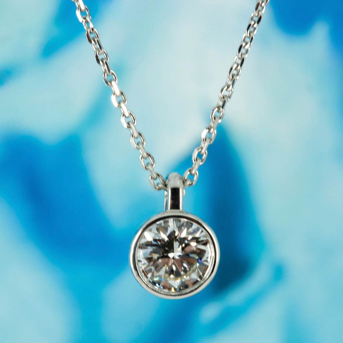 9ct White Gold 0.40ct Round Brilliant Cut Lab Grown Diamond Pendant on a 16”-18” Chain