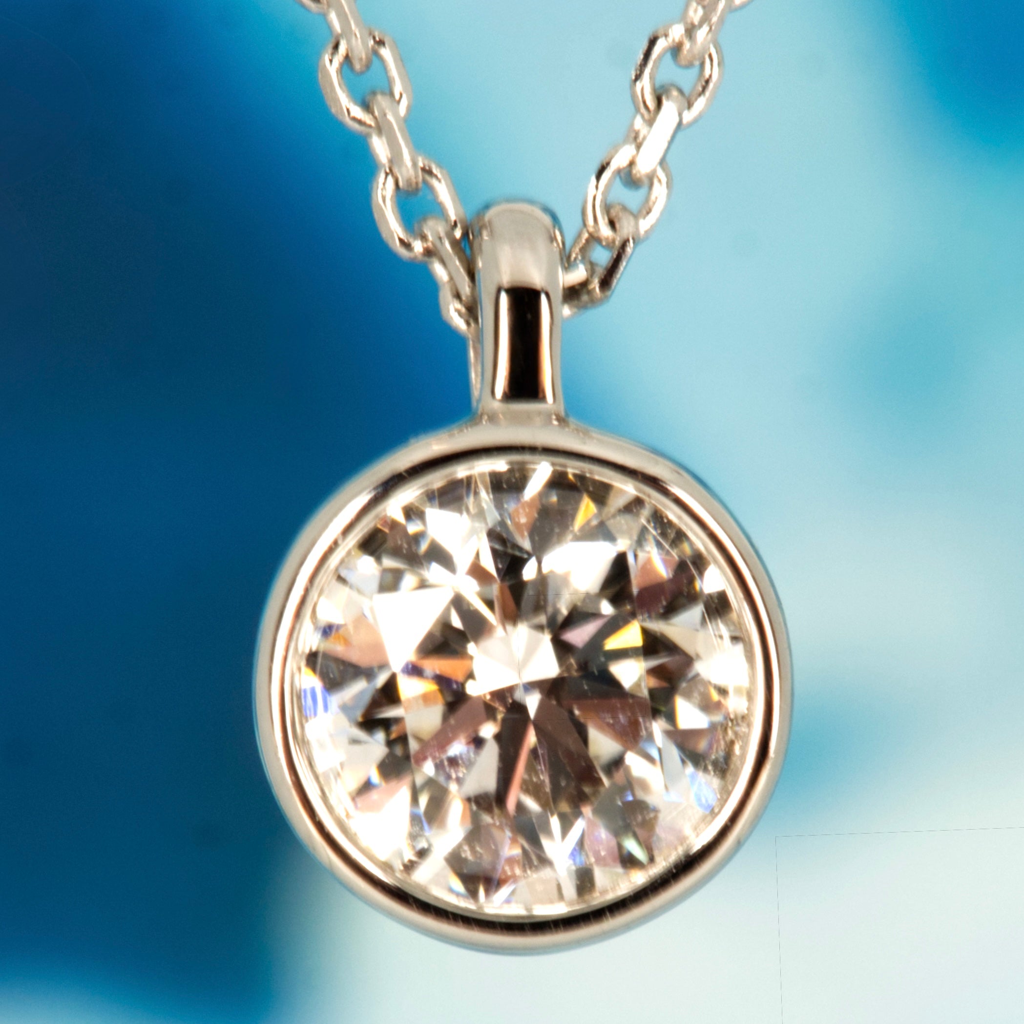 9ct White Gold 0.50ct Round Brilliant Cut Lab Grown Diamond Pendant on a 16”-18” Chain