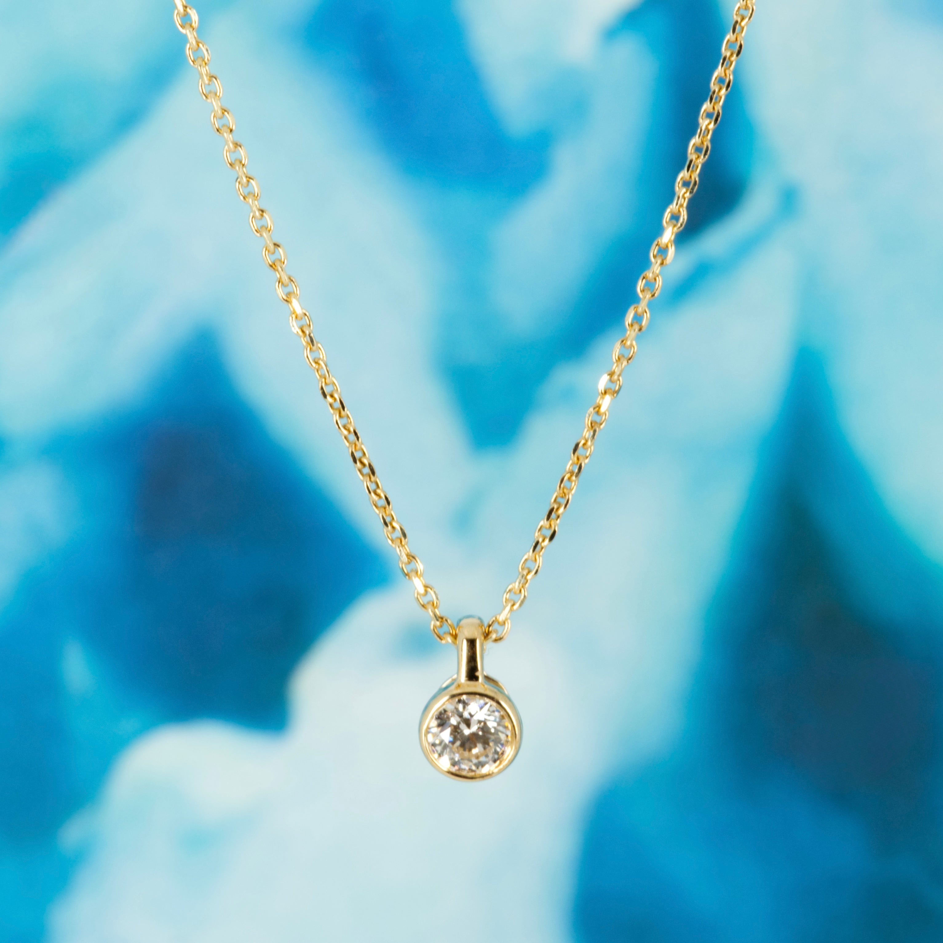 9ct Yellow Gold 0.15ct Round Brilliant Cut Lab Grown Diamond Pendant on a 16”-18” Chain