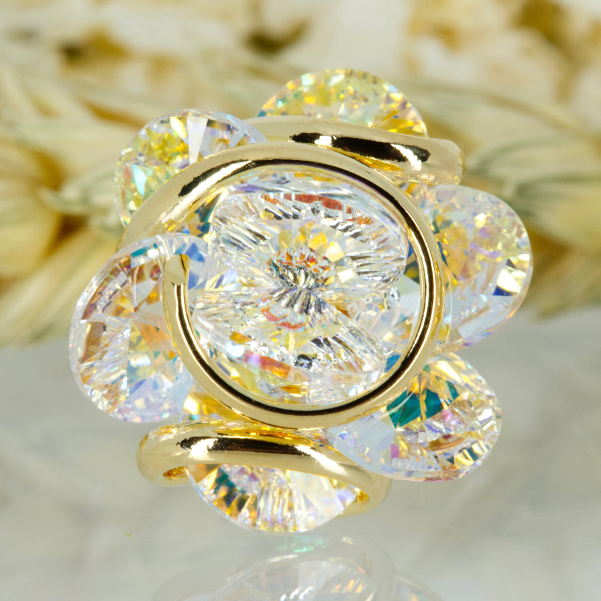 Andrea Marazzini Gold Plated White Crystal Stud Earrings