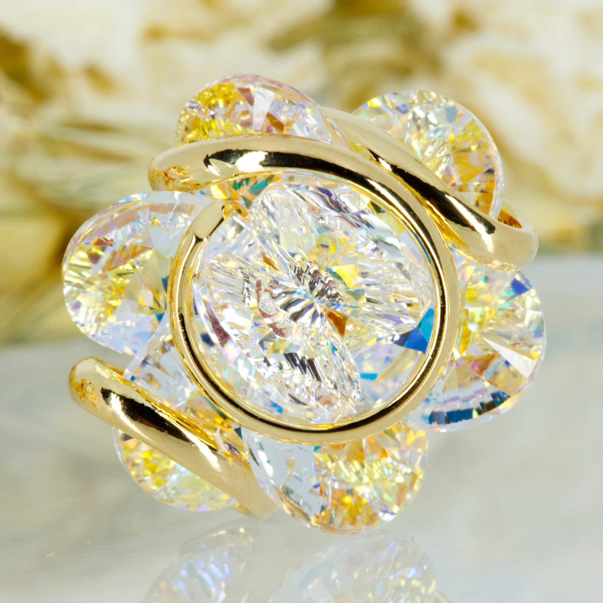 Andrea Marazzini Gold Plated White Crystal Stud Earrings