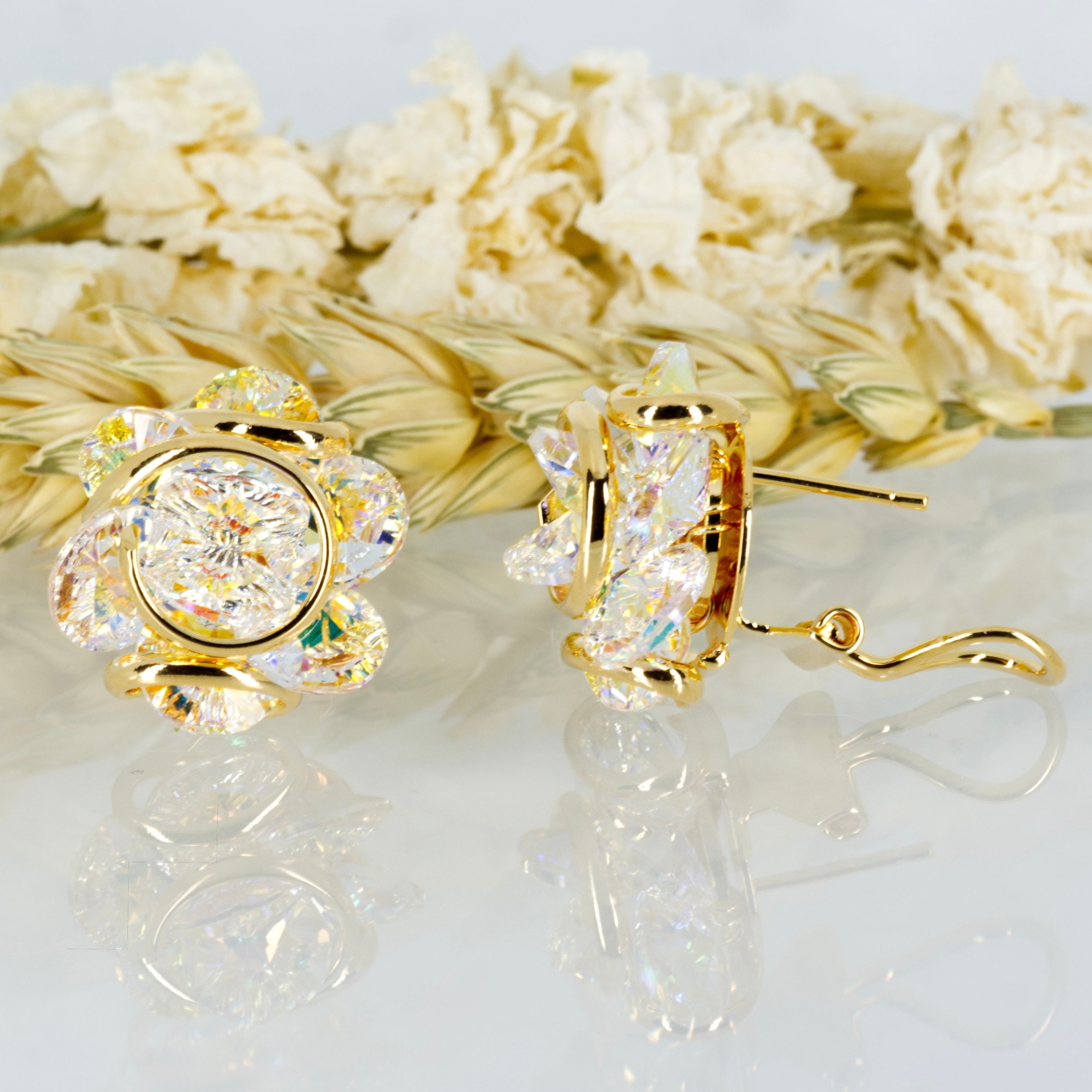 Andrea Marazzini Gold Plated White Crystal Stud Earrings