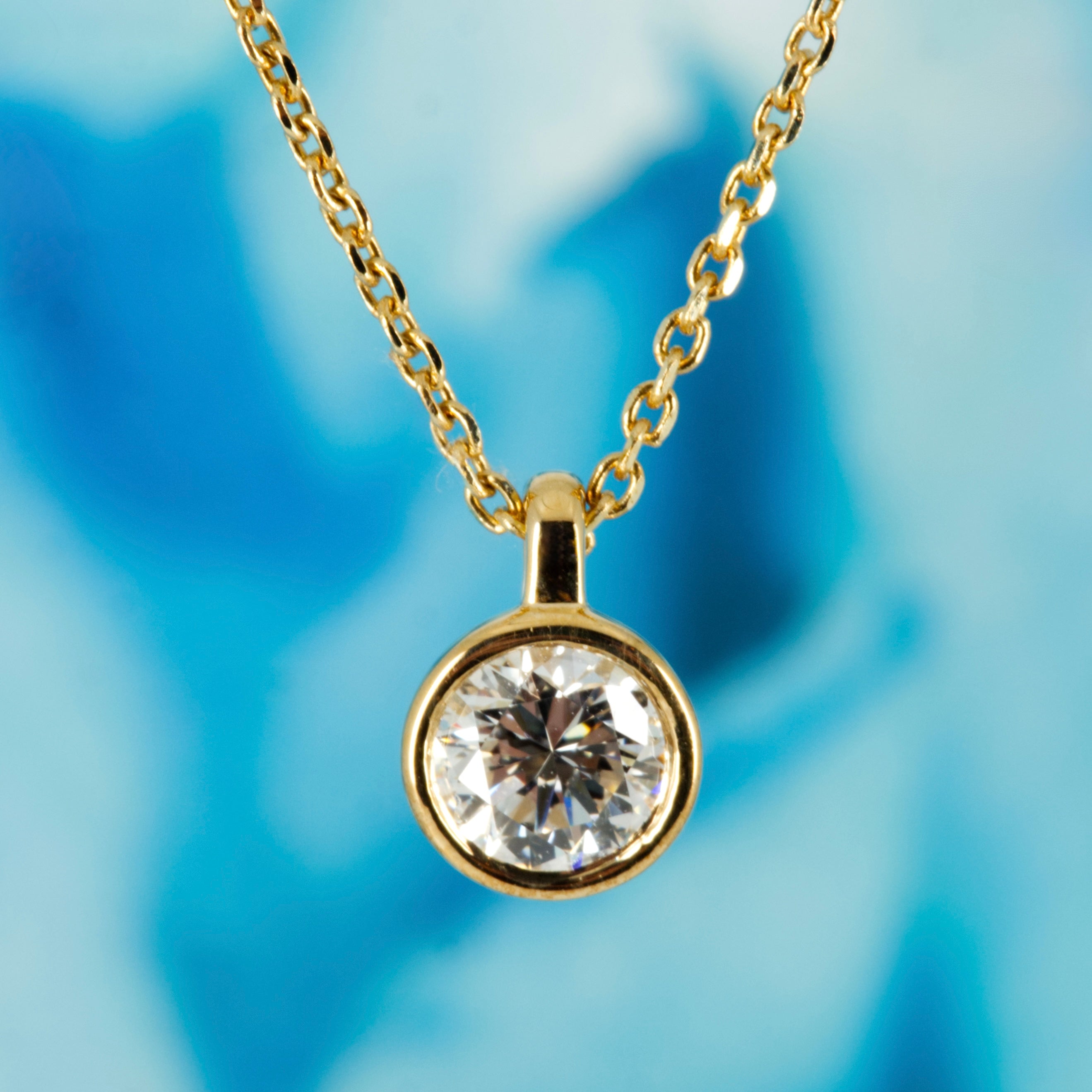 9ct Yellow Gold 0.30ct Round Brilliant Cut Lab Grown Diamond Pendant on a 16”-18” Chain