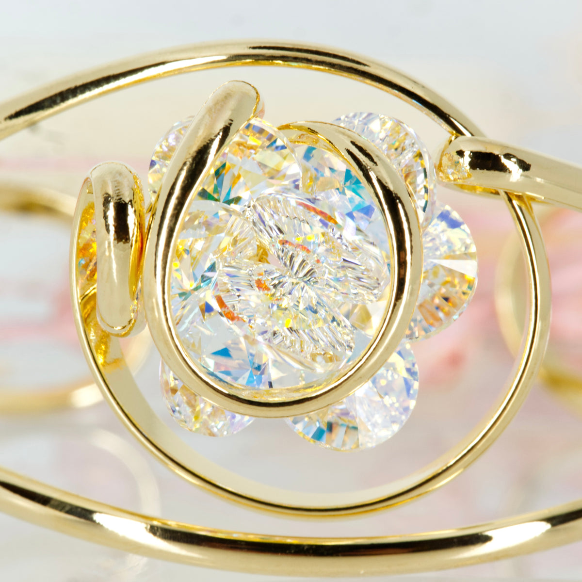 Andrea Marazzini Gold Plated White Crystal Cuff Bangle