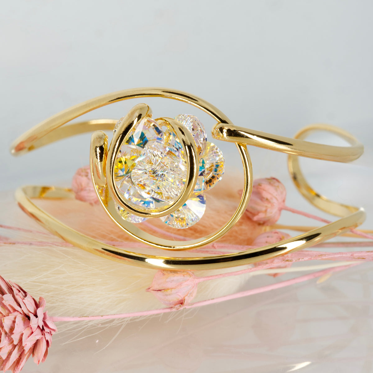 Andrea Marazzini Gold Plated White Crystal Cuff Bangle