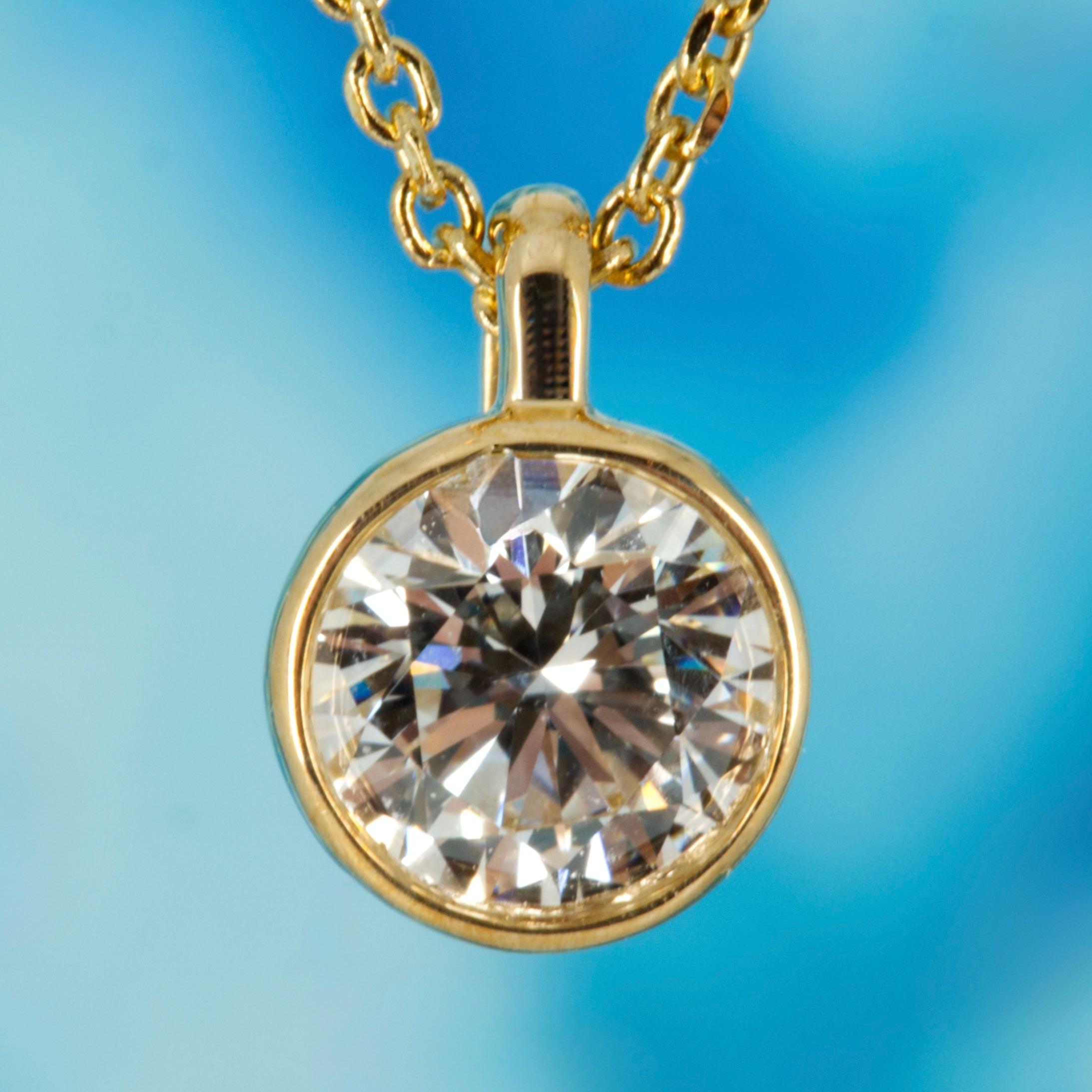 9ct Yellow Gold 0.40ct Round Brilliant Cut Lab Grown Diamond Pendant on a 16”-18” Chain