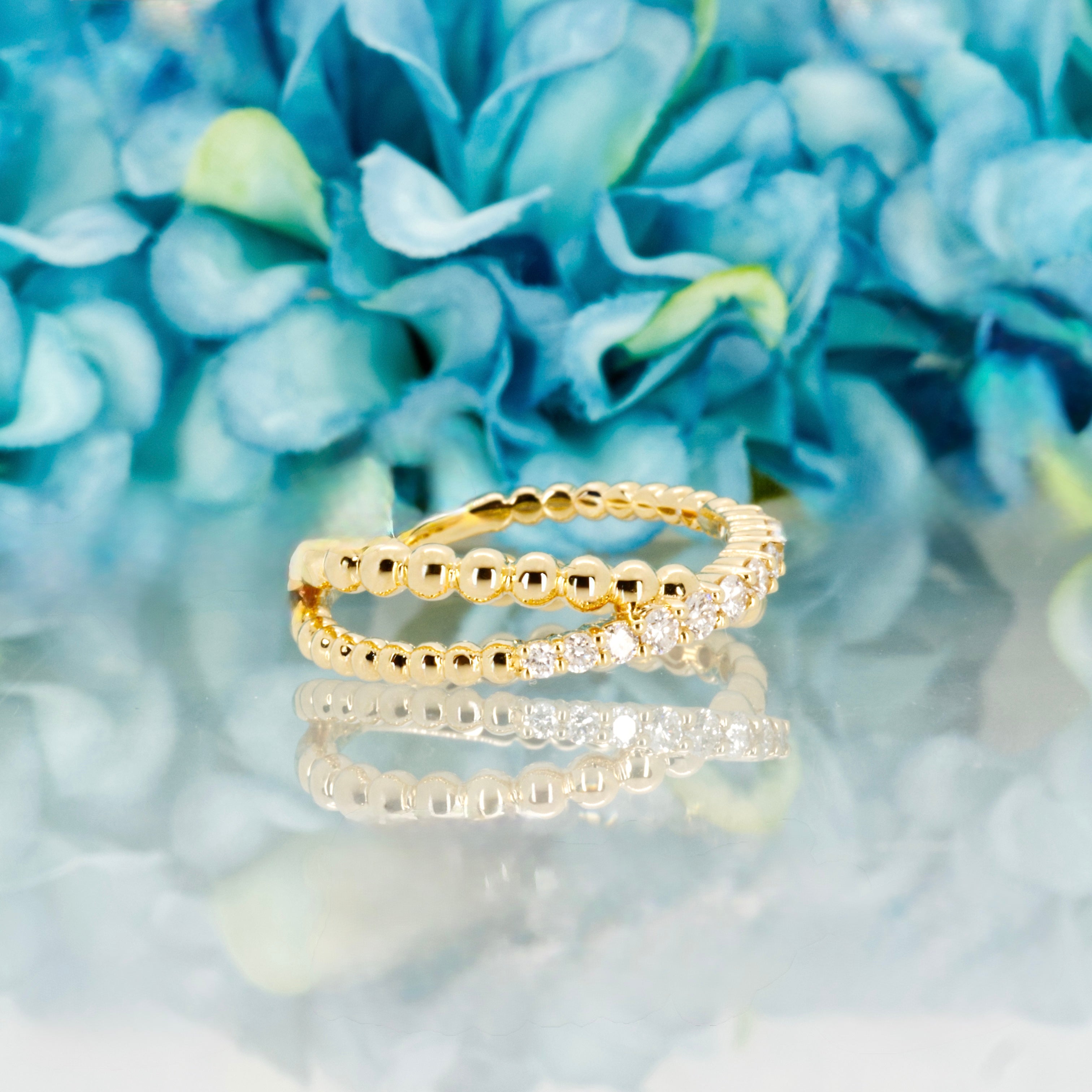 9ct Yellow Gold 0.25ct Round Brilliant Cut Diamond Crossover Eternity Ring