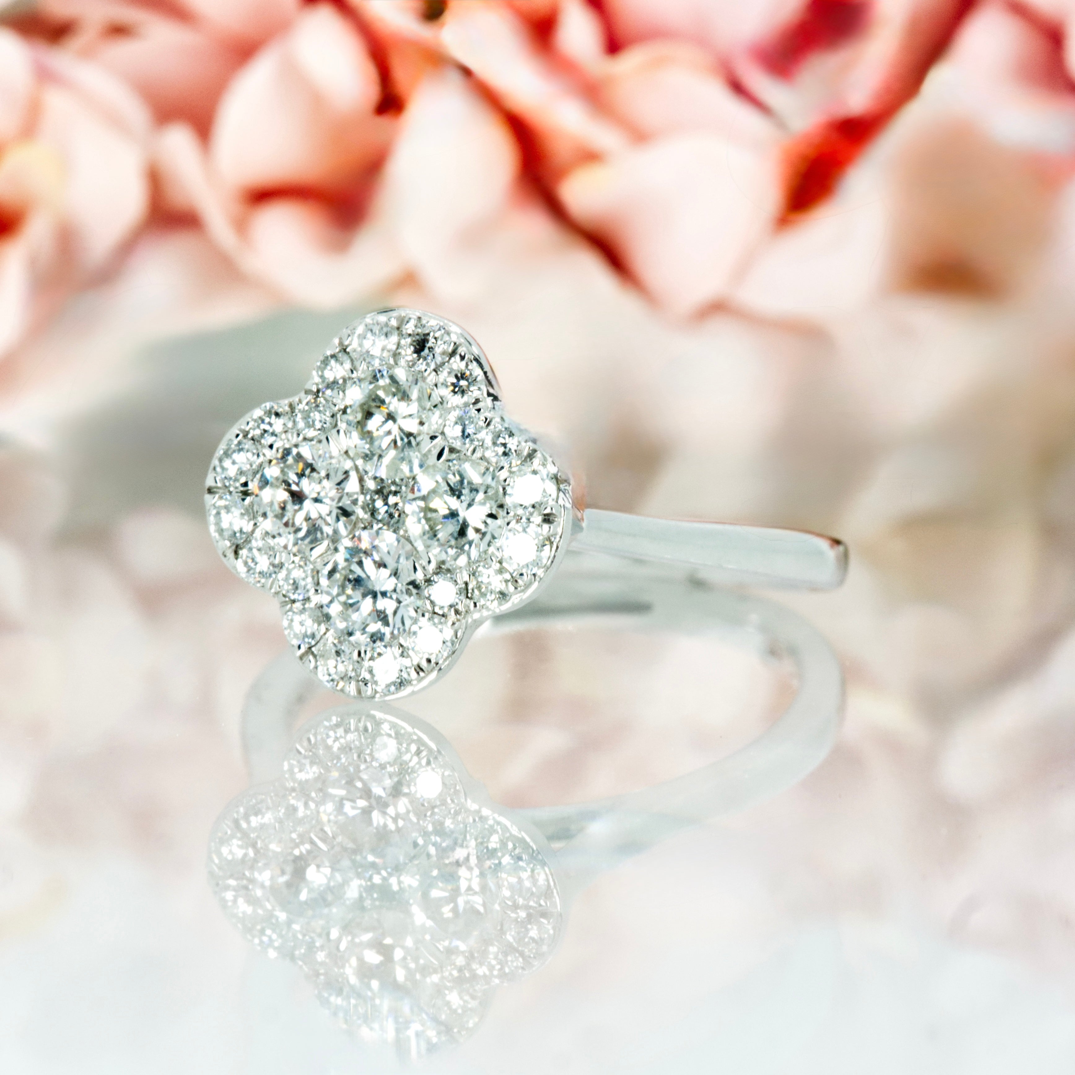 Platinum 1.08ct Round Brilliant Cut Diamond Cluster Ring