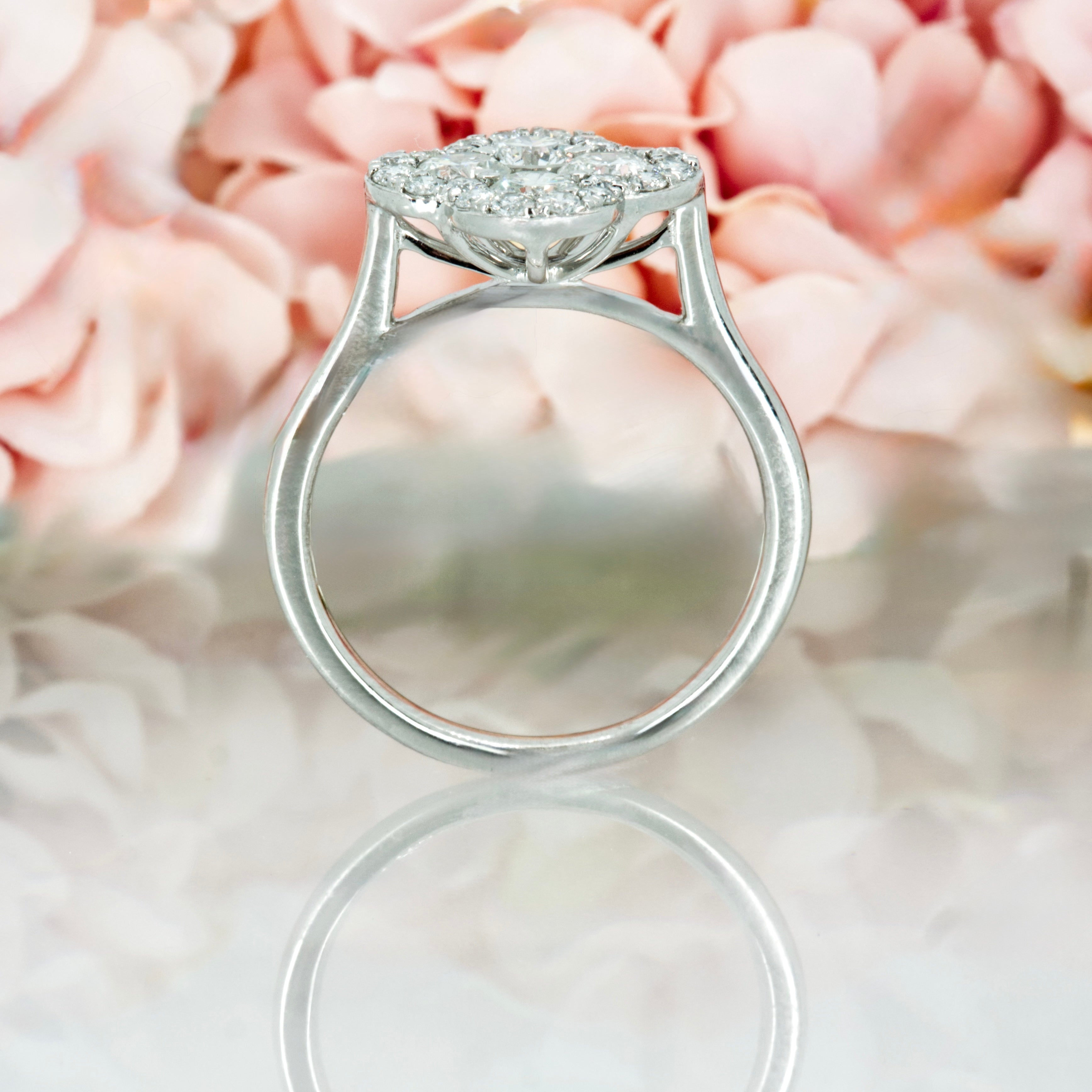 Platinum 1.08ct Round Brilliant Cut Diamond Cluster Ring