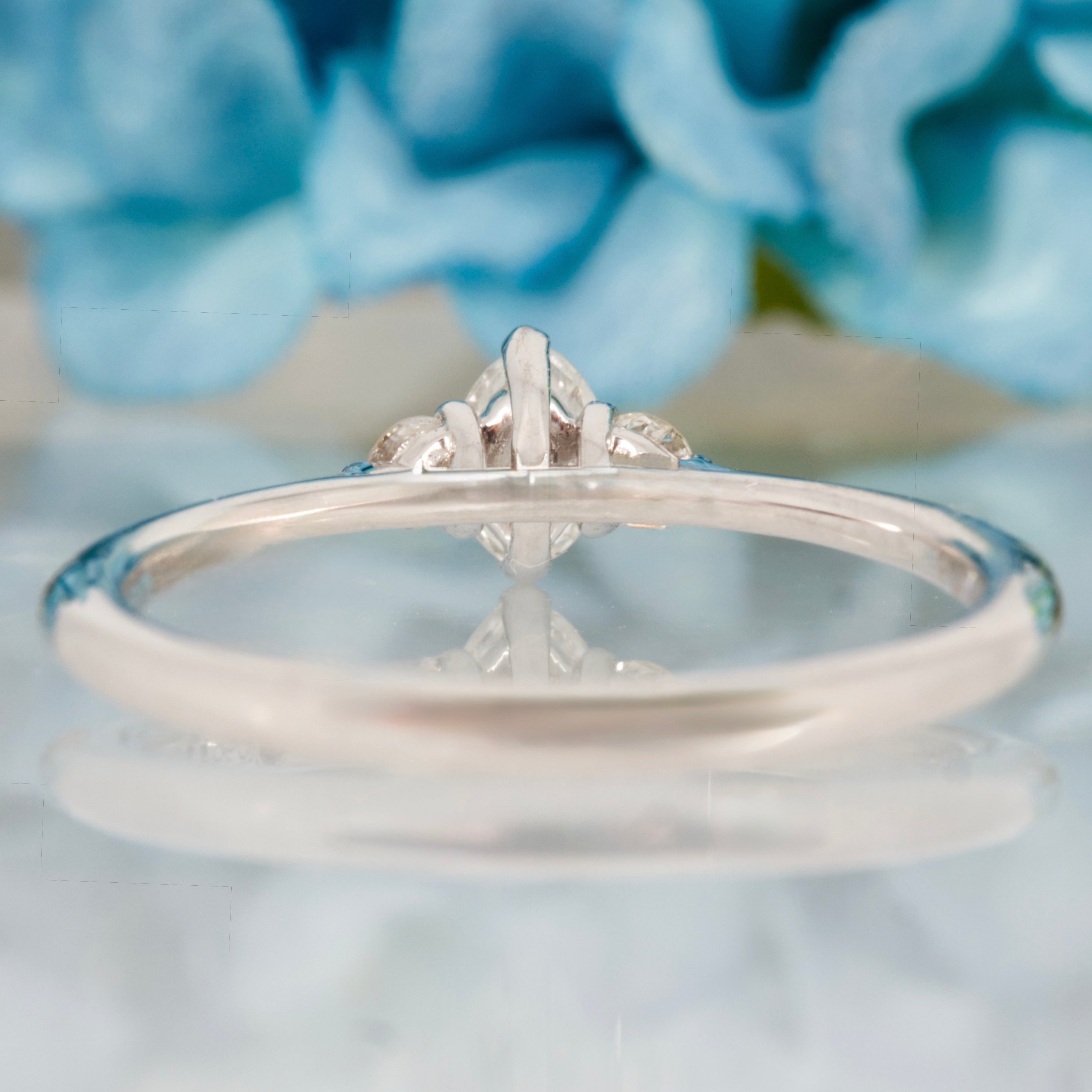 Platinum 0.30ct Marquise & Round Brilliant Brilliant Cut Lab Grown Diamond Trilogy Ring
