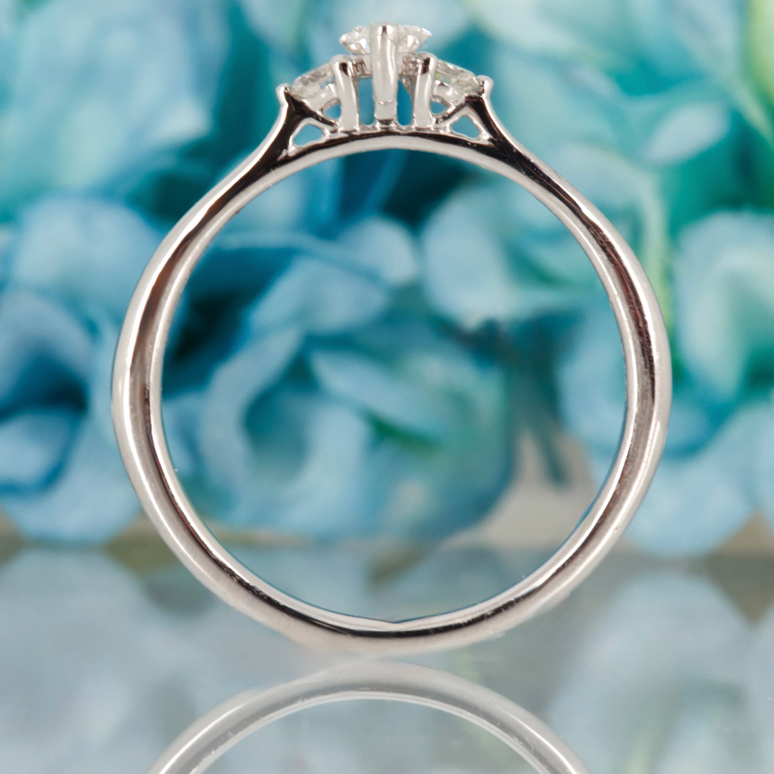 Platinum 0.30ct Marquise & Round Brilliant Brilliant Cut Lab Grown Diamond Trilogy Ring