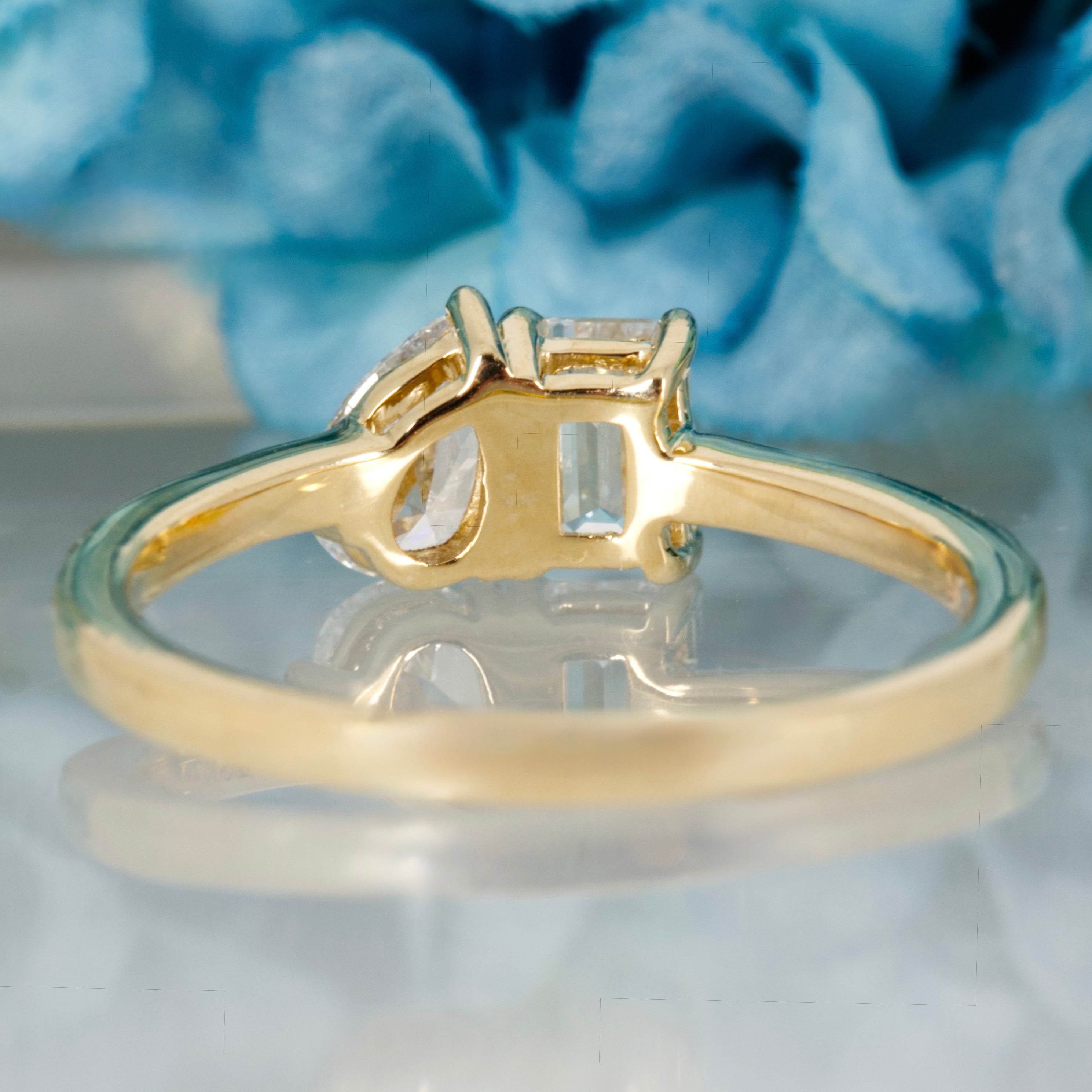 9ct Yellow Gold 0.97ct Emerald & Pear Cut Lab Grown Diamond Toi et Moi Ring