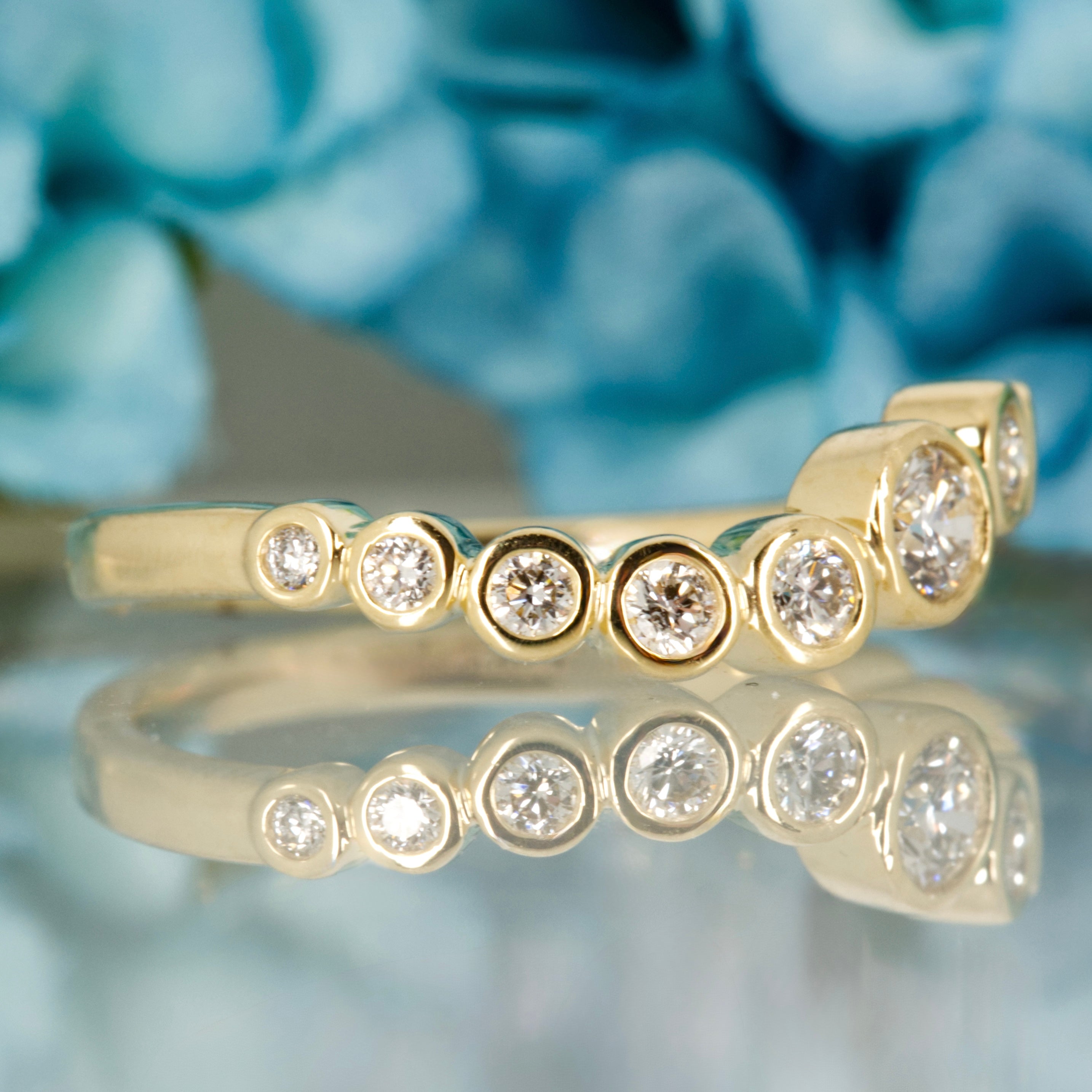 9ct Yellow Gold 0.39ct Round Brilliant Cut Lab Grown Diamond Wavy Half Eternity Ring