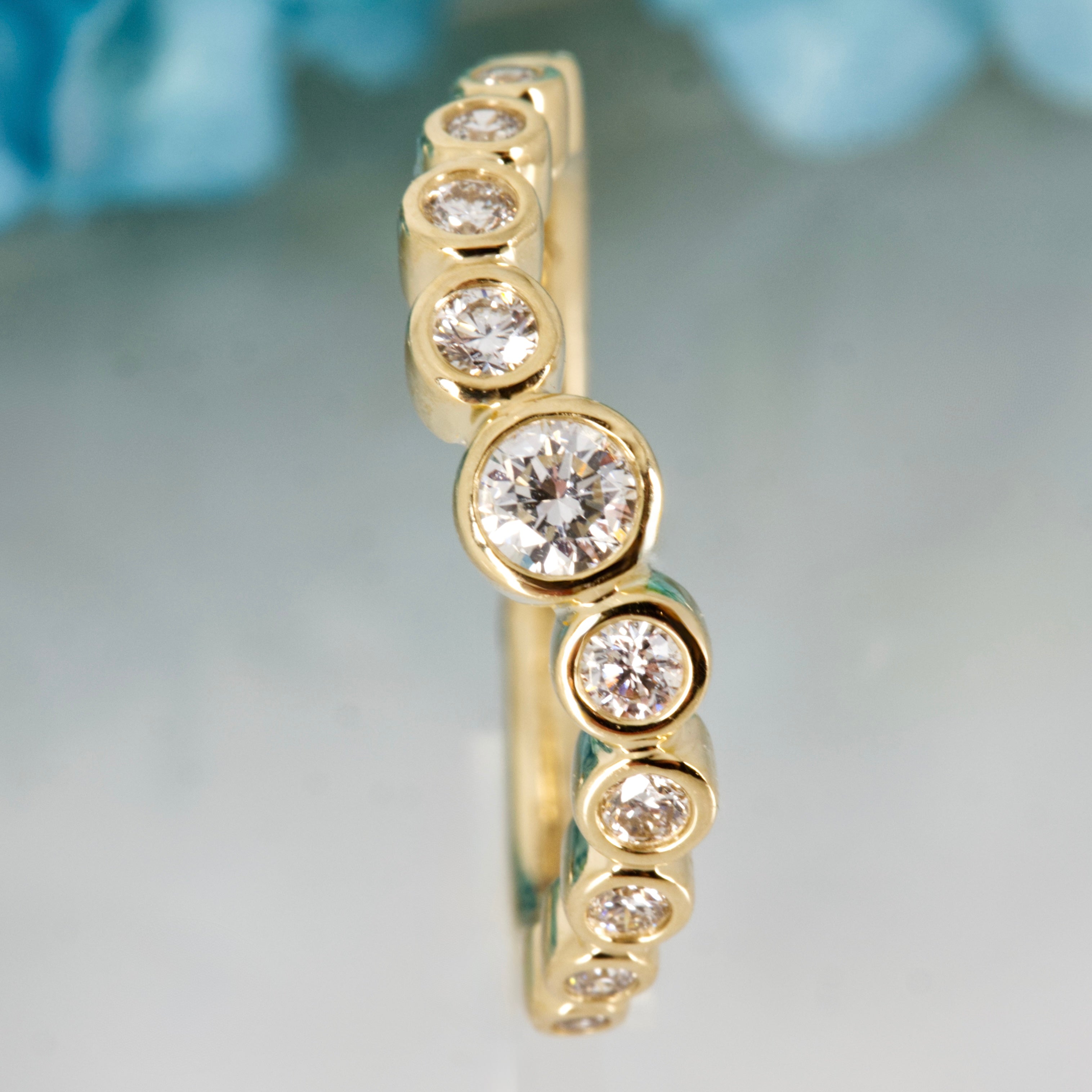 9ct Yellow Gold 0.39ct Round Brilliant Cut Lab Grown Diamond Wavy Half Eternity Ring