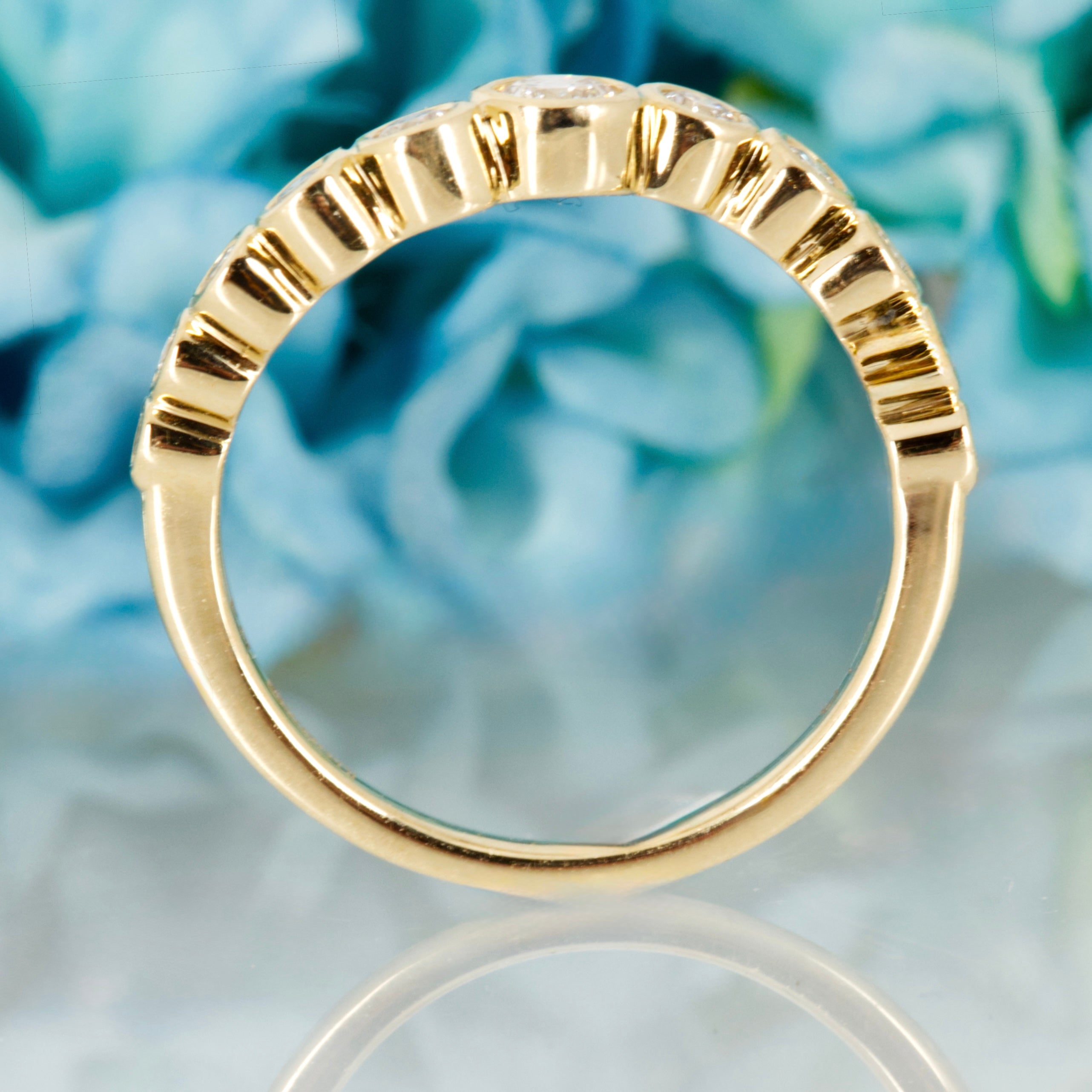 9ct Yellow Gold 0.39ct Round Brilliant Cut Lab Grown Diamond Wavy Half Eternity Ring