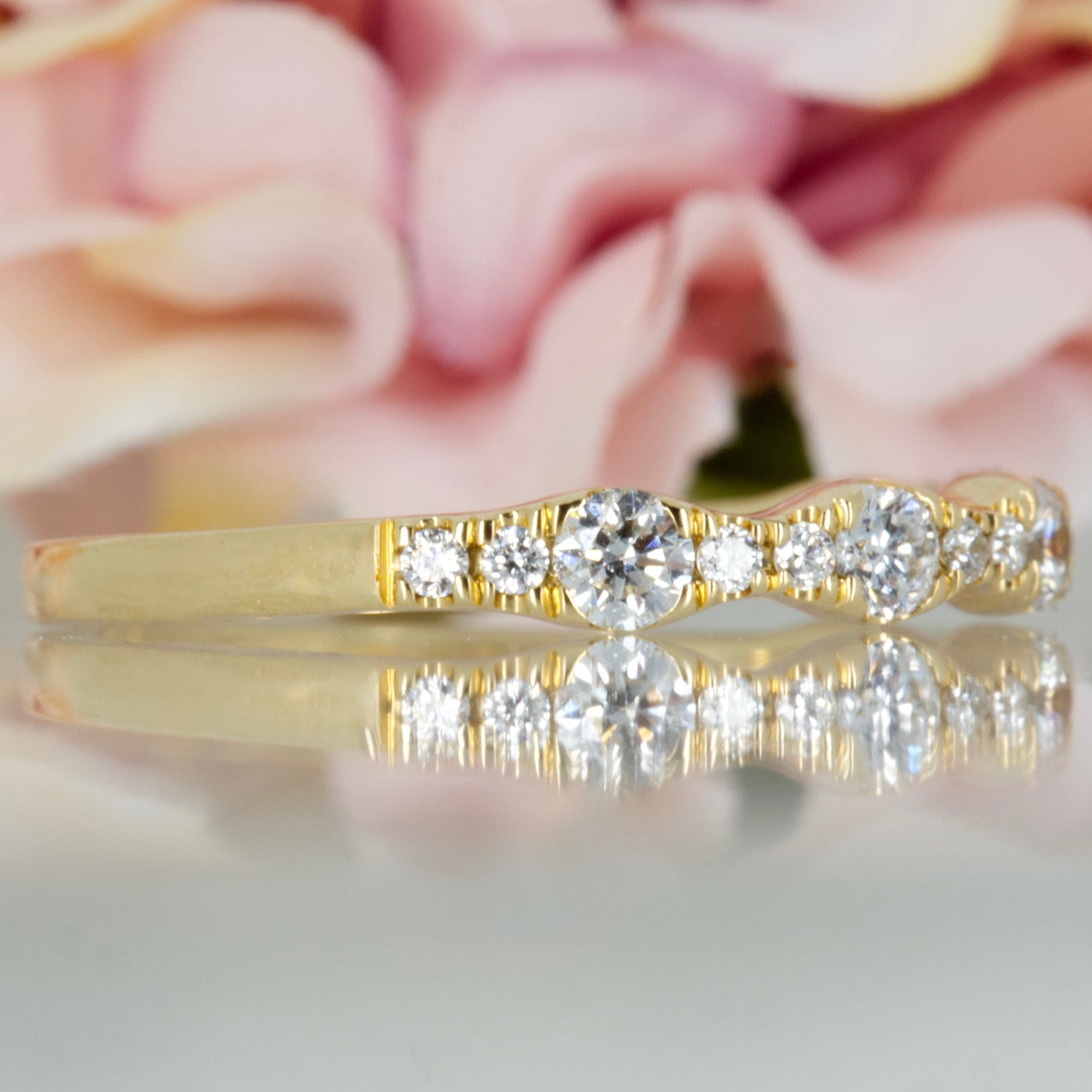 18ct Yellow Gold 0.42ct Round Brilliant Cut Diamond Claw Set Half Eternity Ring
