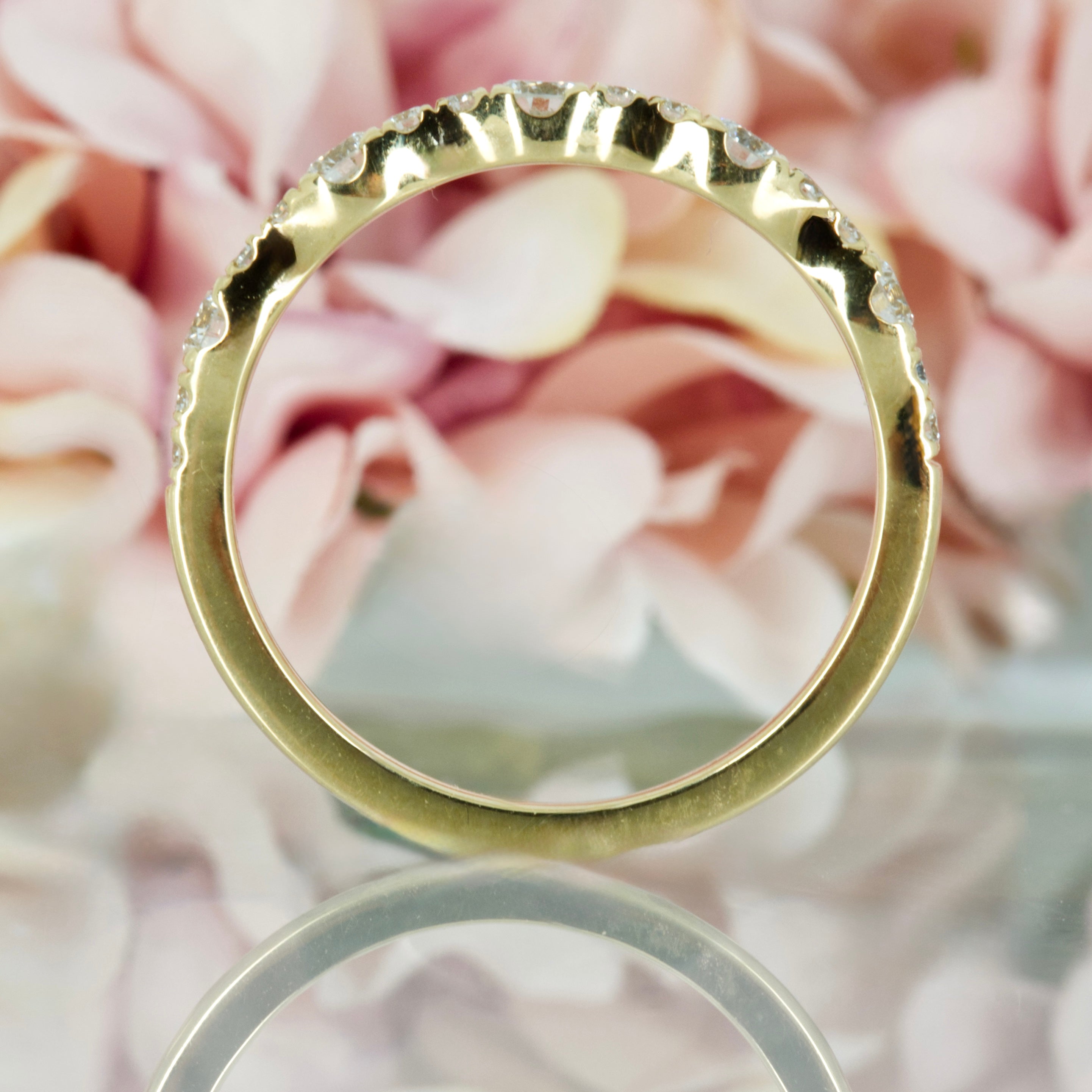 18ct Yellow Gold 0.42ct Round Brilliant Cut Diamond Claw Set Half Eternity Ring