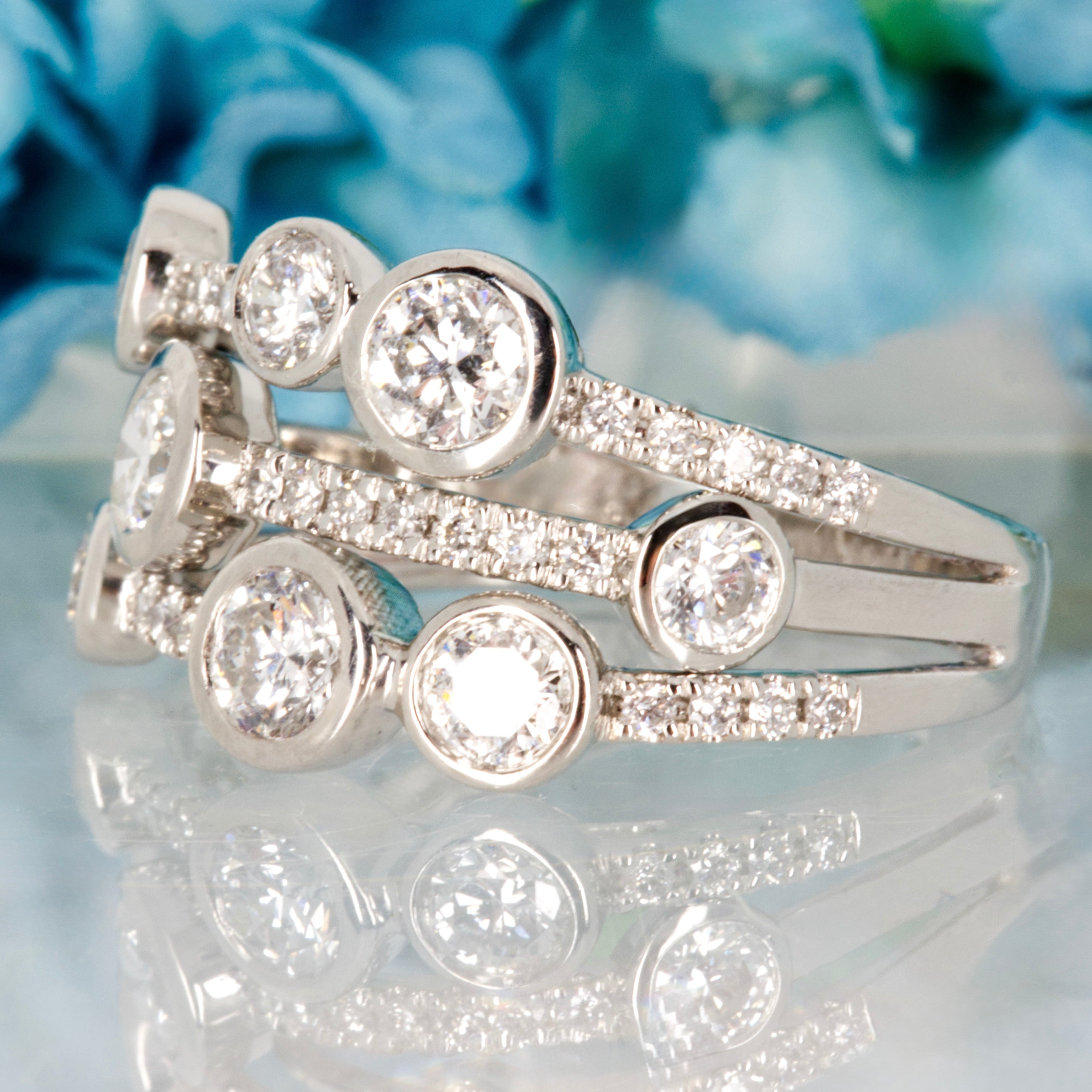 Platinum 1.70ct Round Brilliant Cut Diamond Bubble Ring