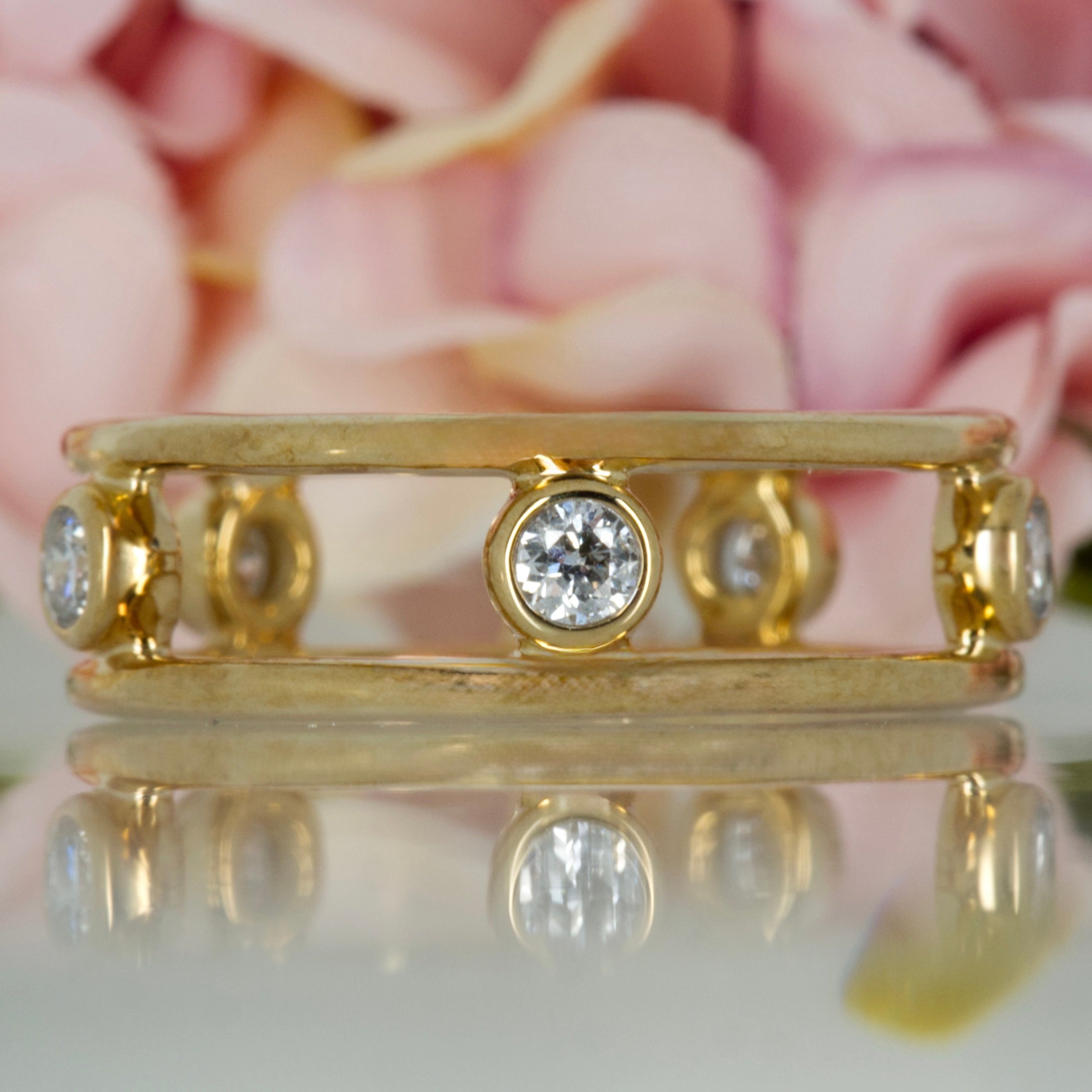 9ct Yellow Gold 0.25ct 5-Round Brilliant Cut Diamond Openwork Ring
