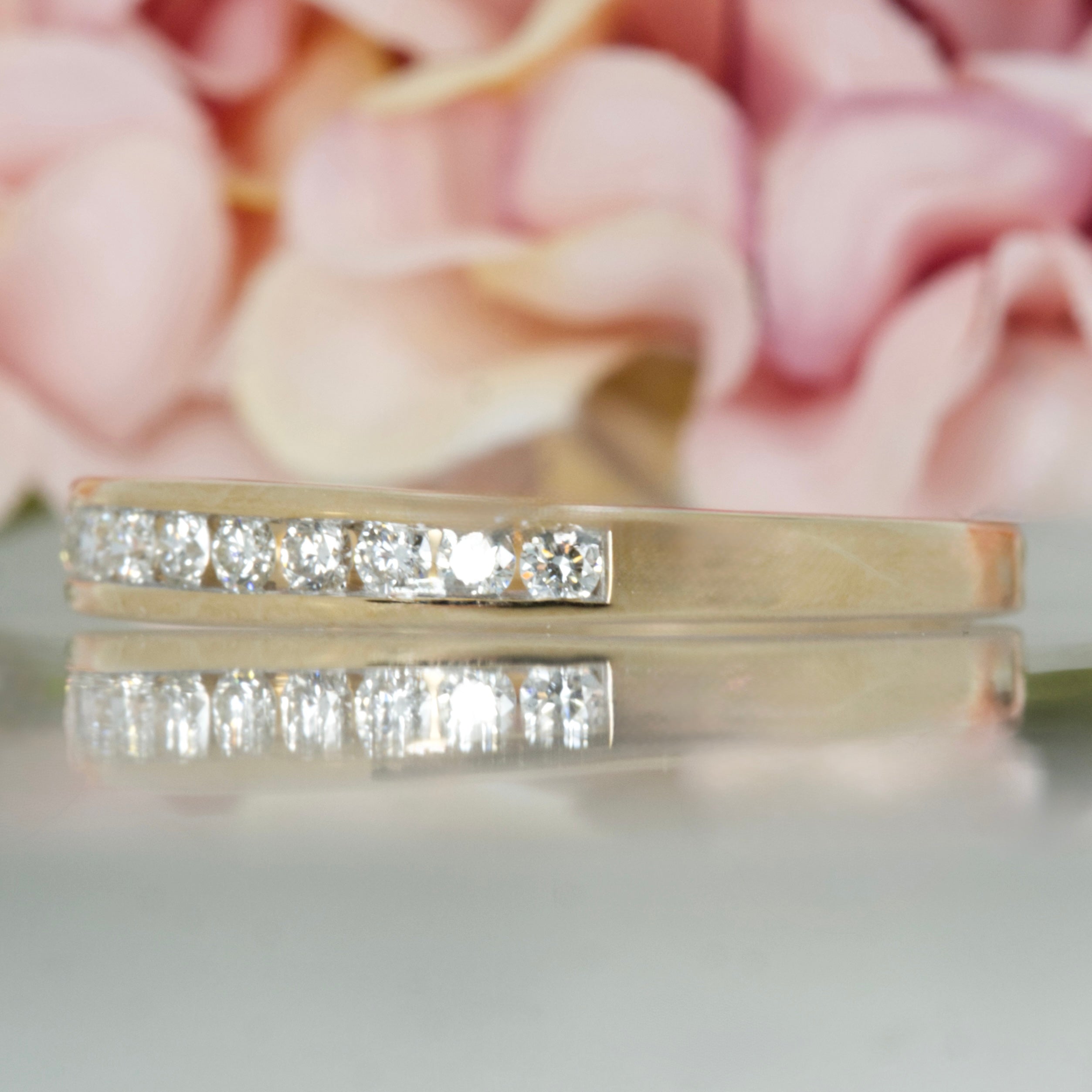 9ct Yellow Gold 0.25ct Round Brilliant Cut Diamond Channel Set Half Eternity Ring