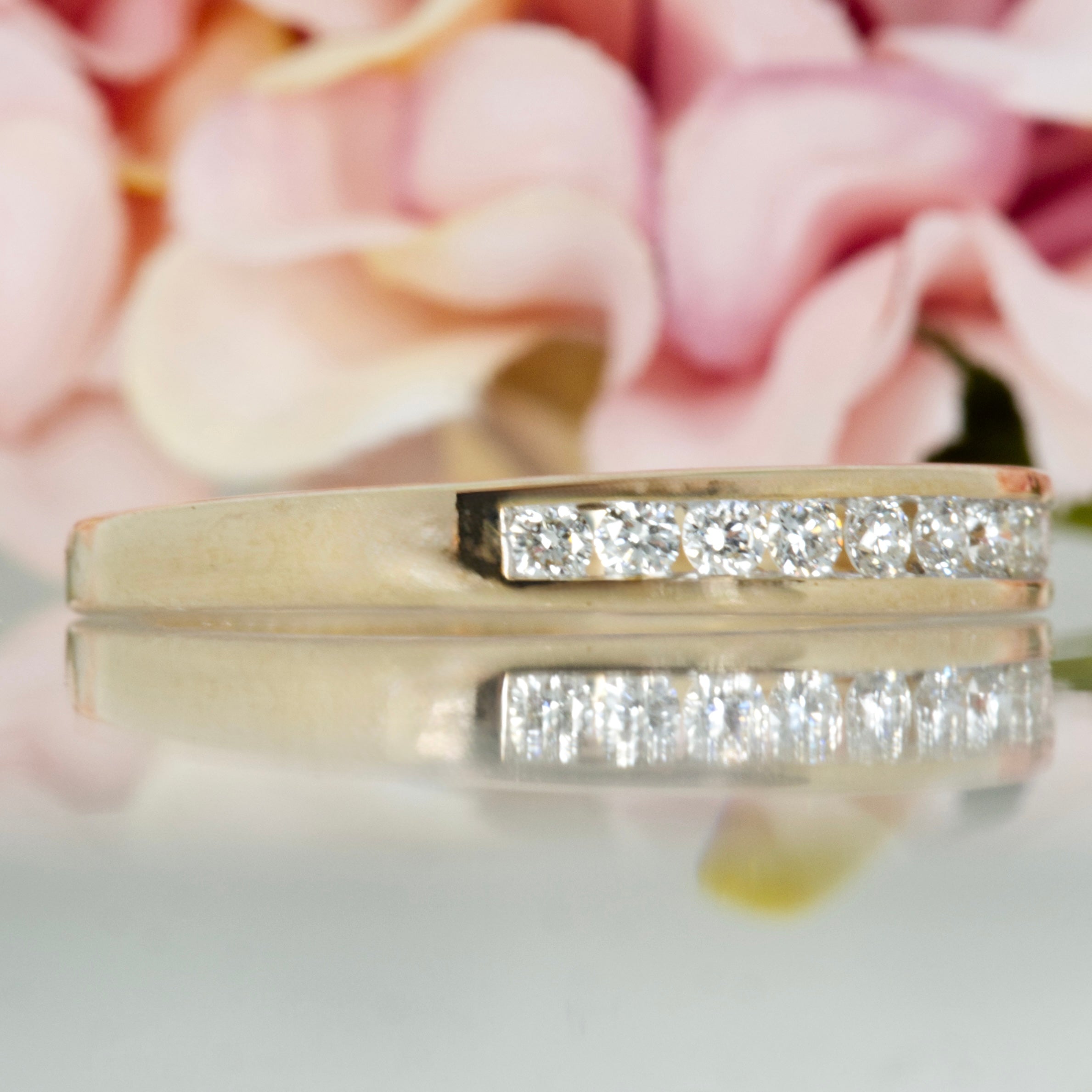 9ct Yellow Gold 0.25ct Round Brilliant Cut Diamond Channel Set Half Eternity Ring