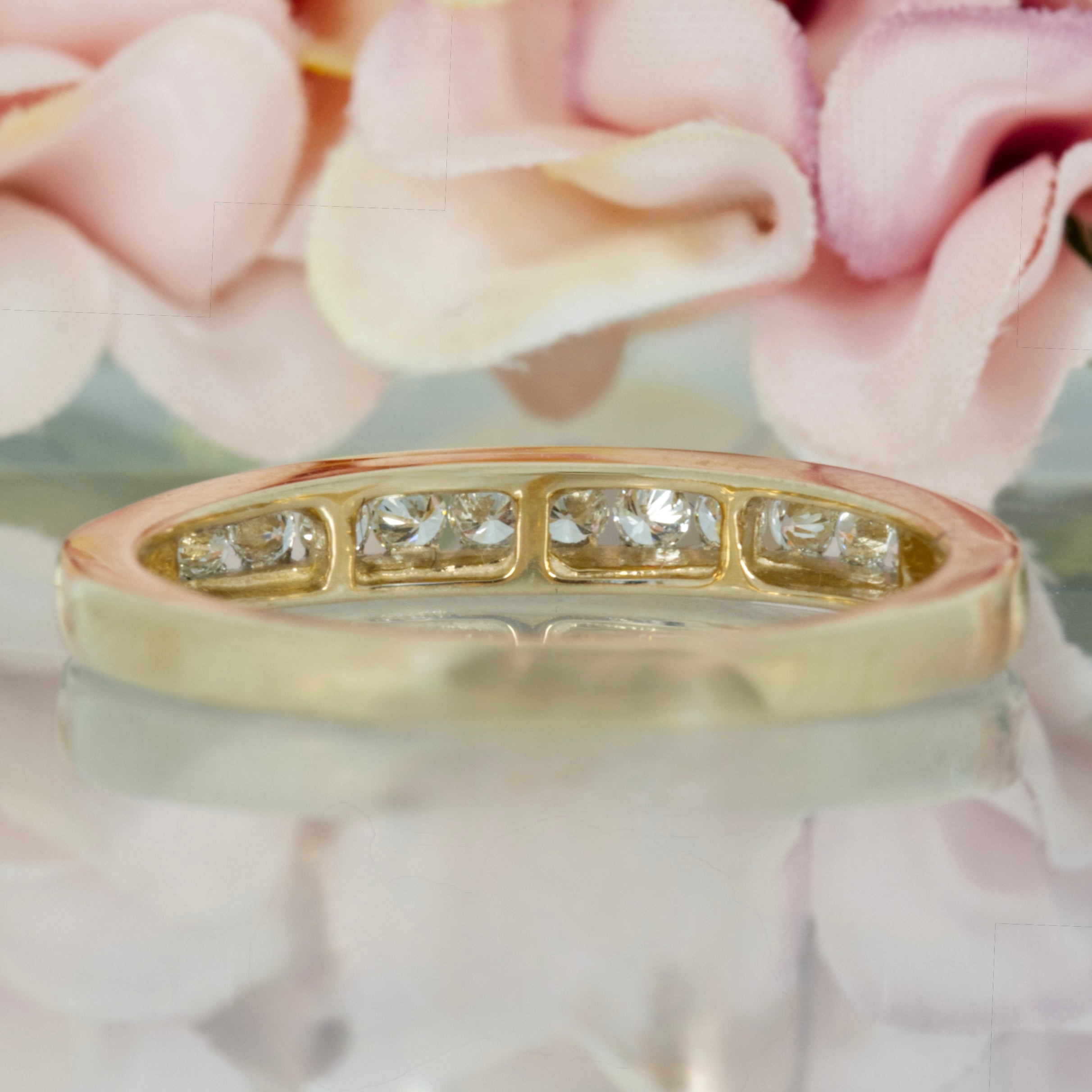 9ct Yellow Gold 0.25ct Round Brilliant Cut Diamond Channel Set Half Eternity Ring