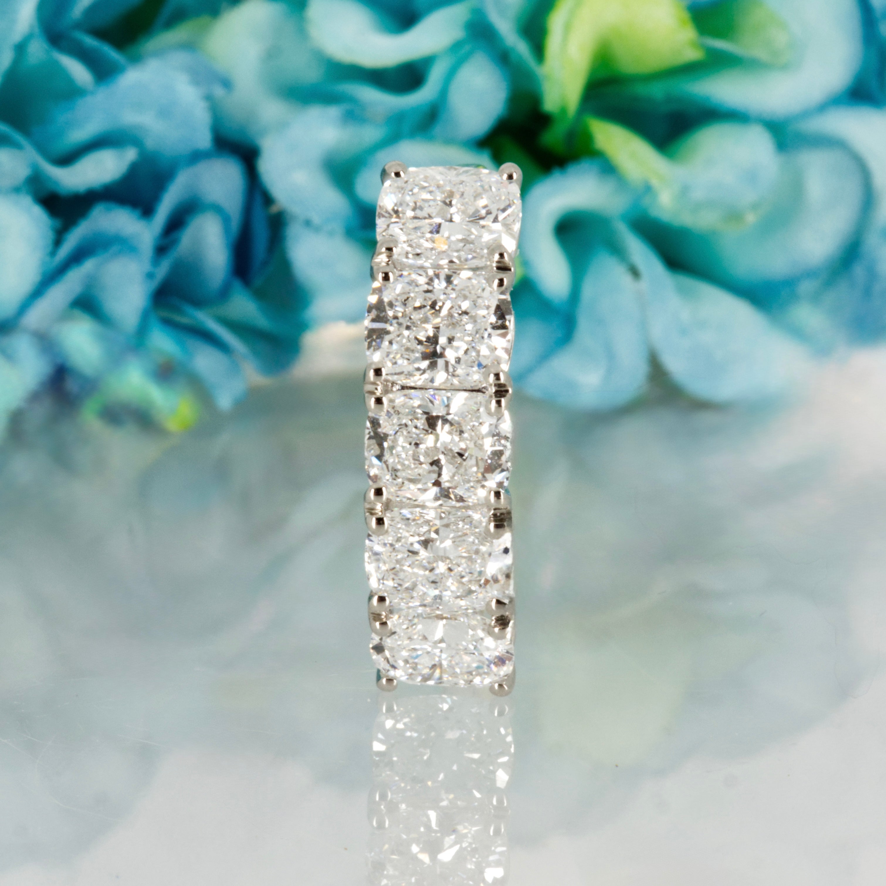 9ct Yellow Gold 3.61ct Cushion Cut Lab Grown Diamond Five Stone Ring