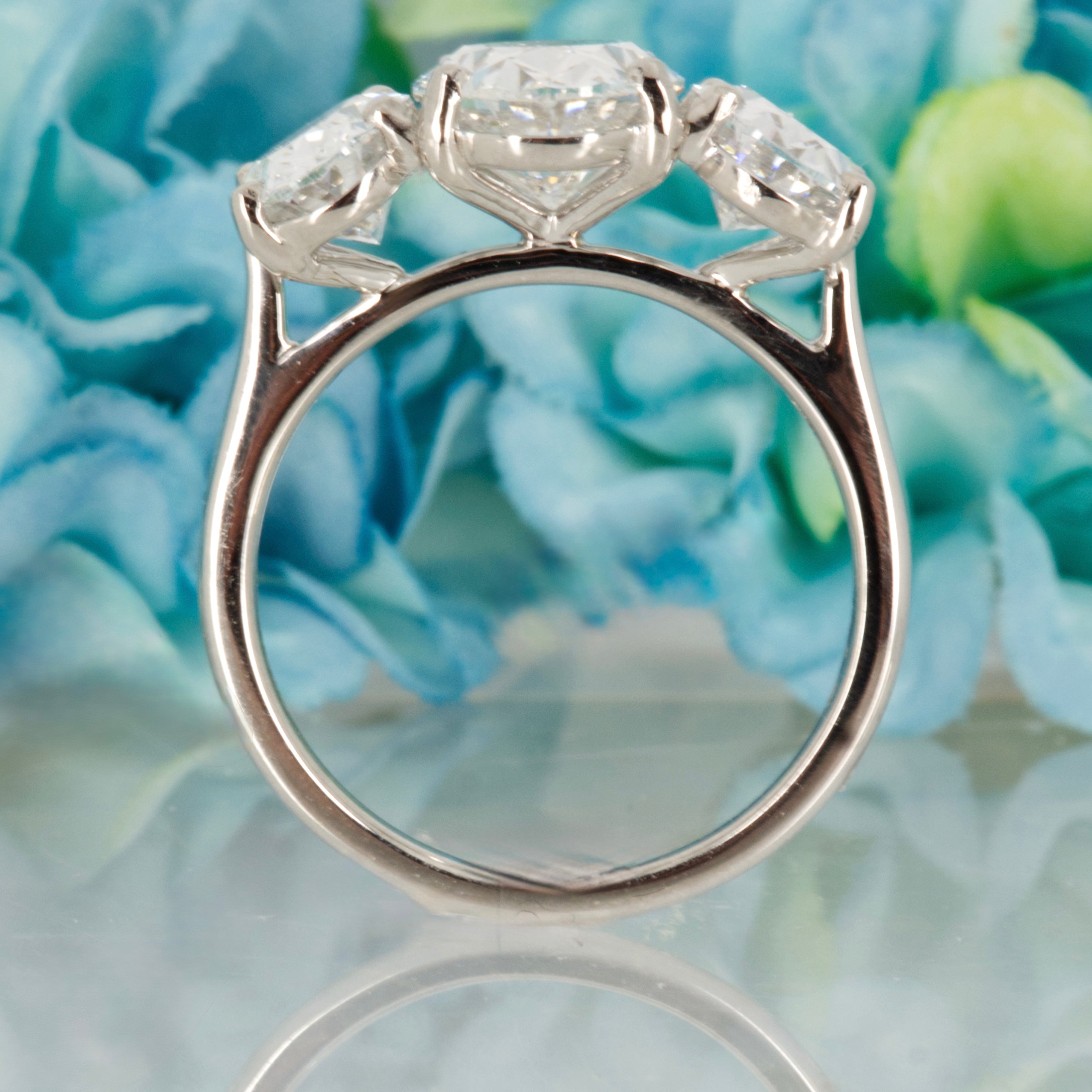 Platinum 5.04ct Oval Cut Lab Grown Diamond Trilogy Ring