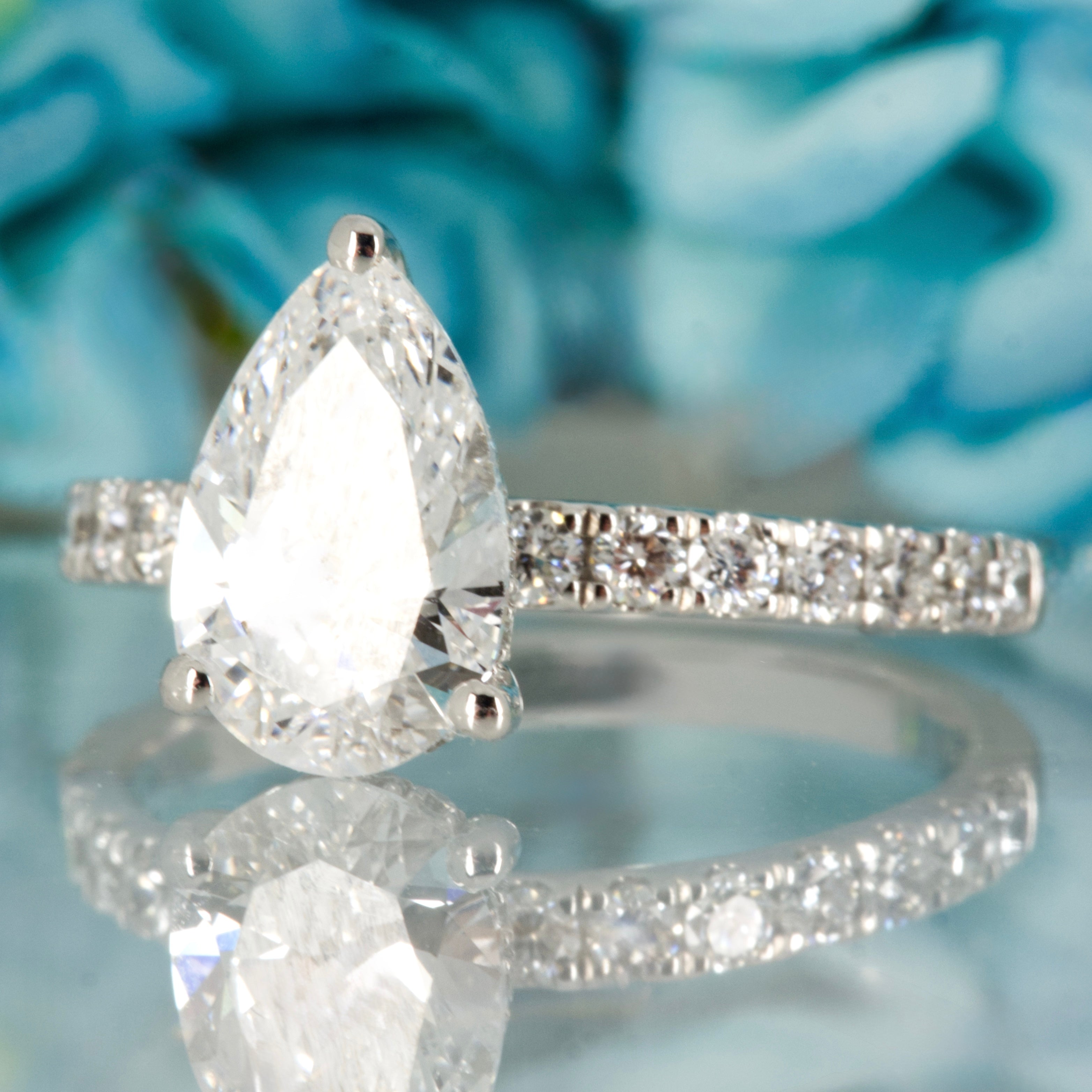 Platinum 1.50ct Pear Cut Lab Grown Diamond Solitaire Ring