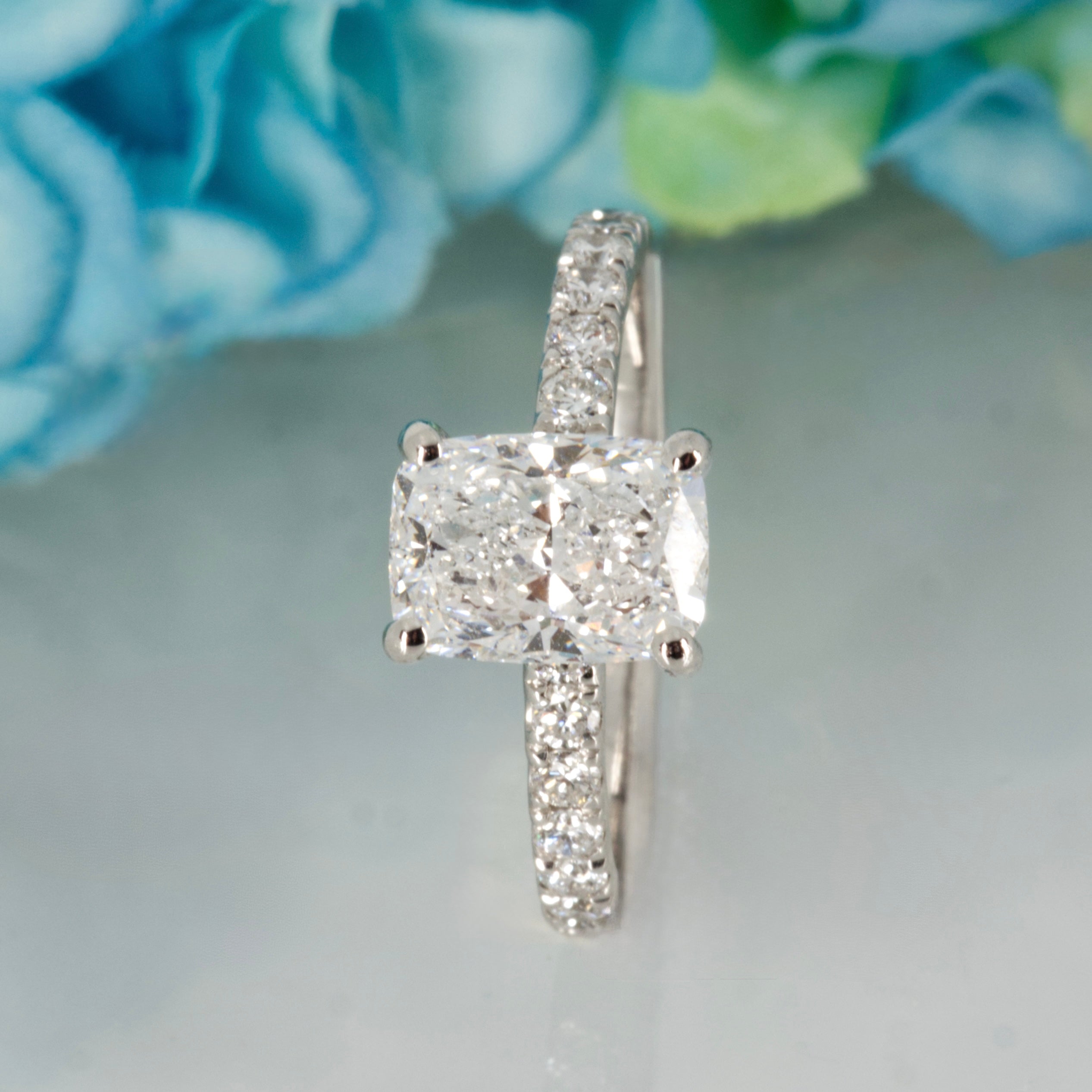 Platinum 1.55ct Cushion Cut Lab Grown Diamond Solitaire Ring
