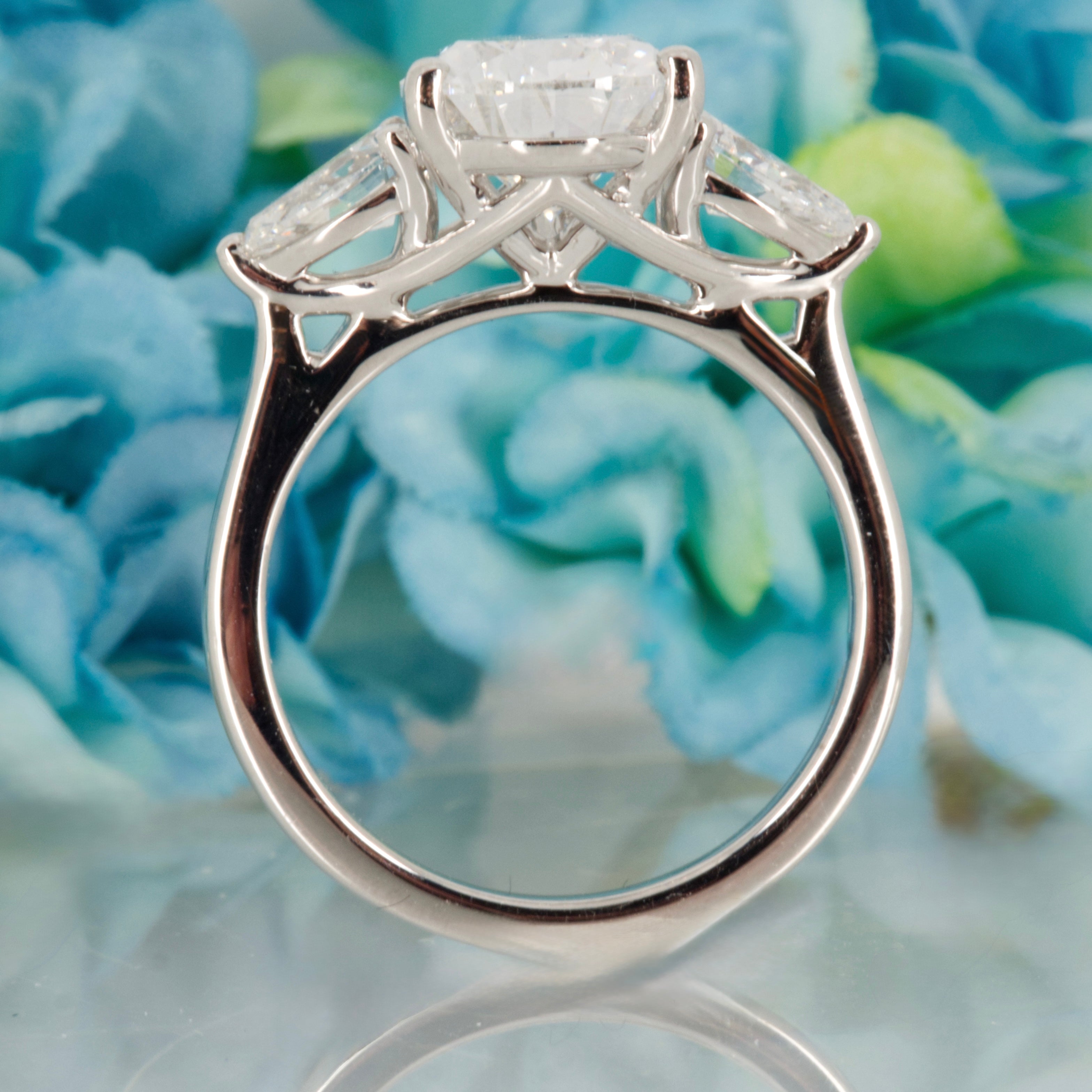 Platinum 3.75ct Pear Cut Lab Grown Diamond Trilogy Ring