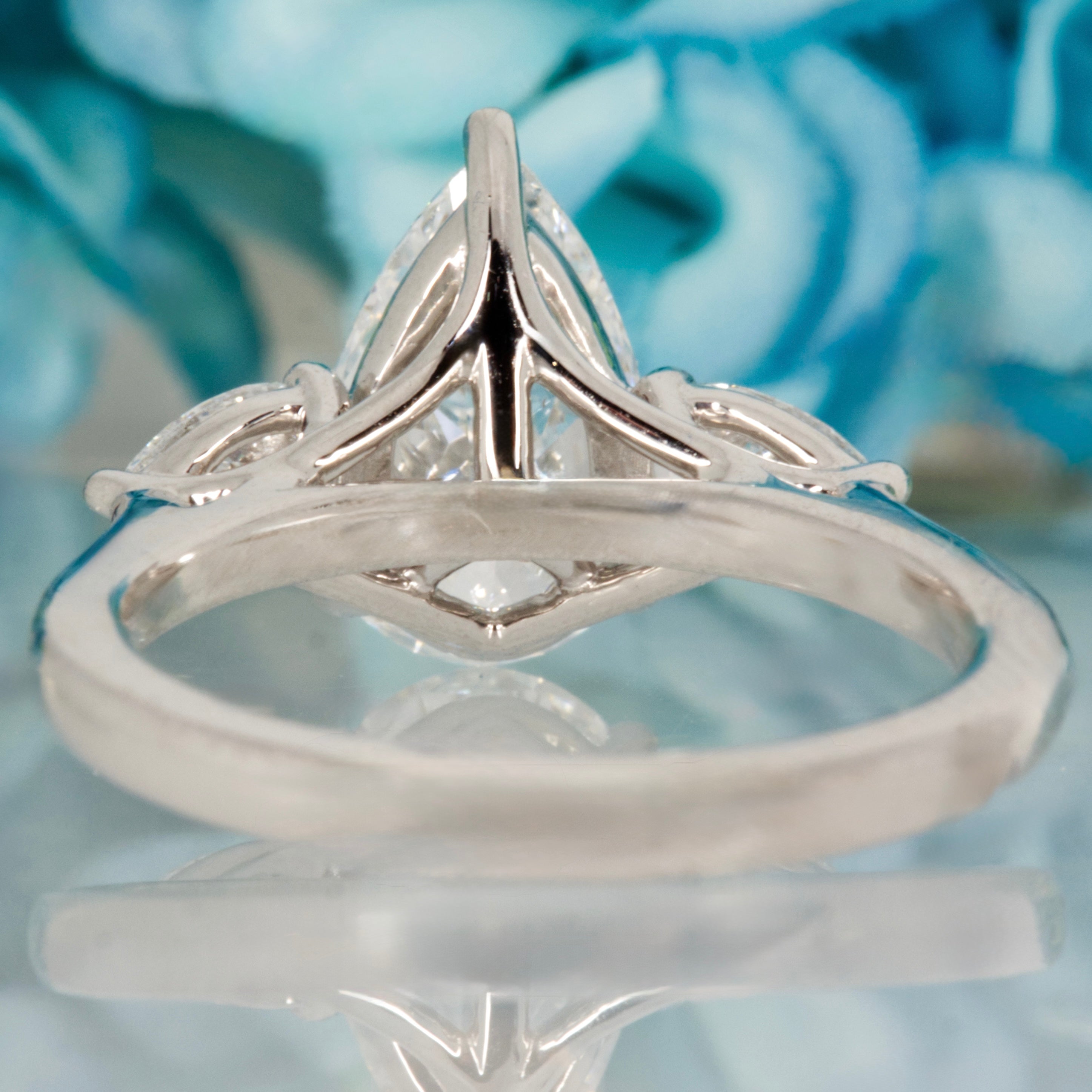 Platinum 2.42ct Pear Cut Lab Grown Diamond Trilogy Ring
