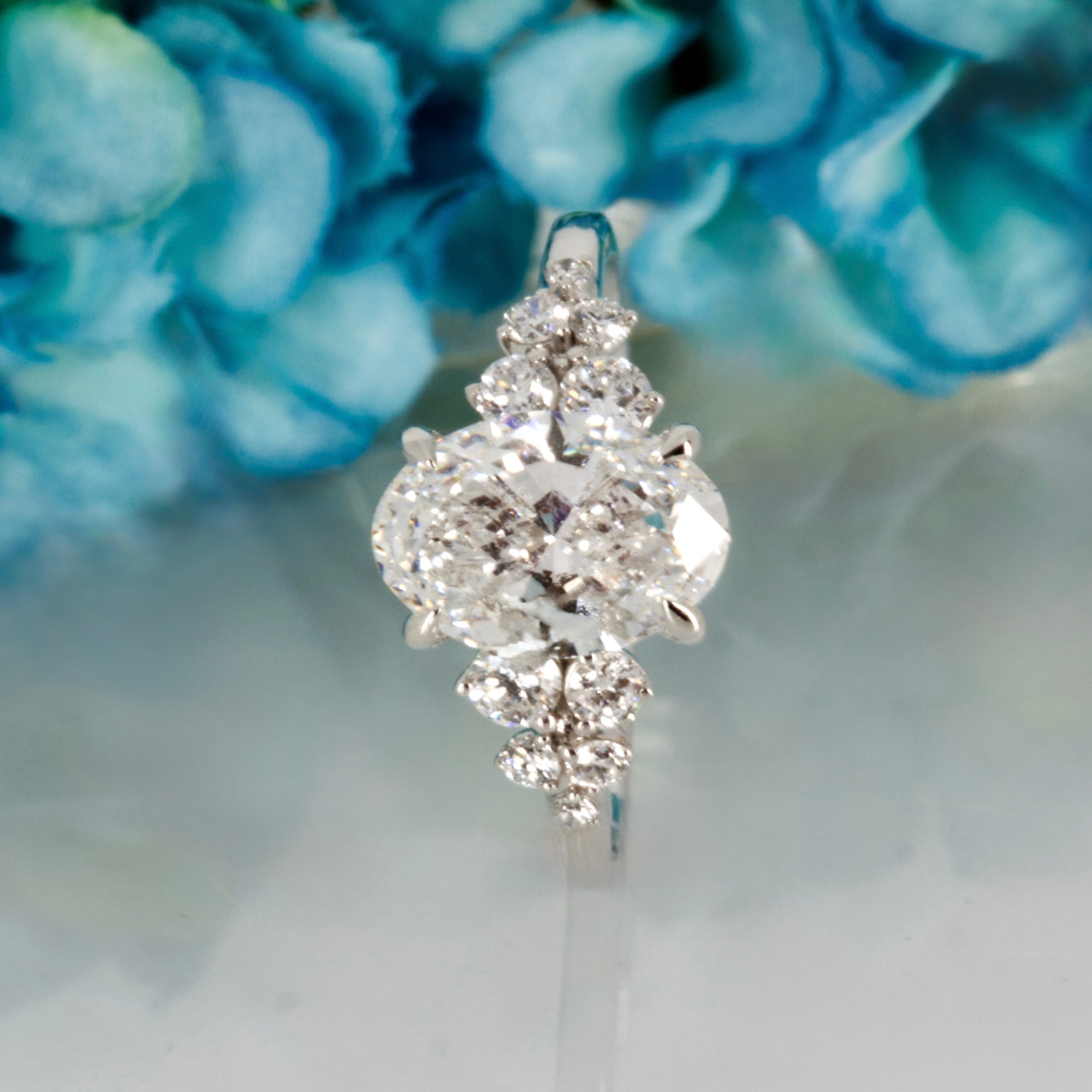 Platinum 2.35ct Oval & Round Brilliant Cut Lab Grown Diamond Dress Ring