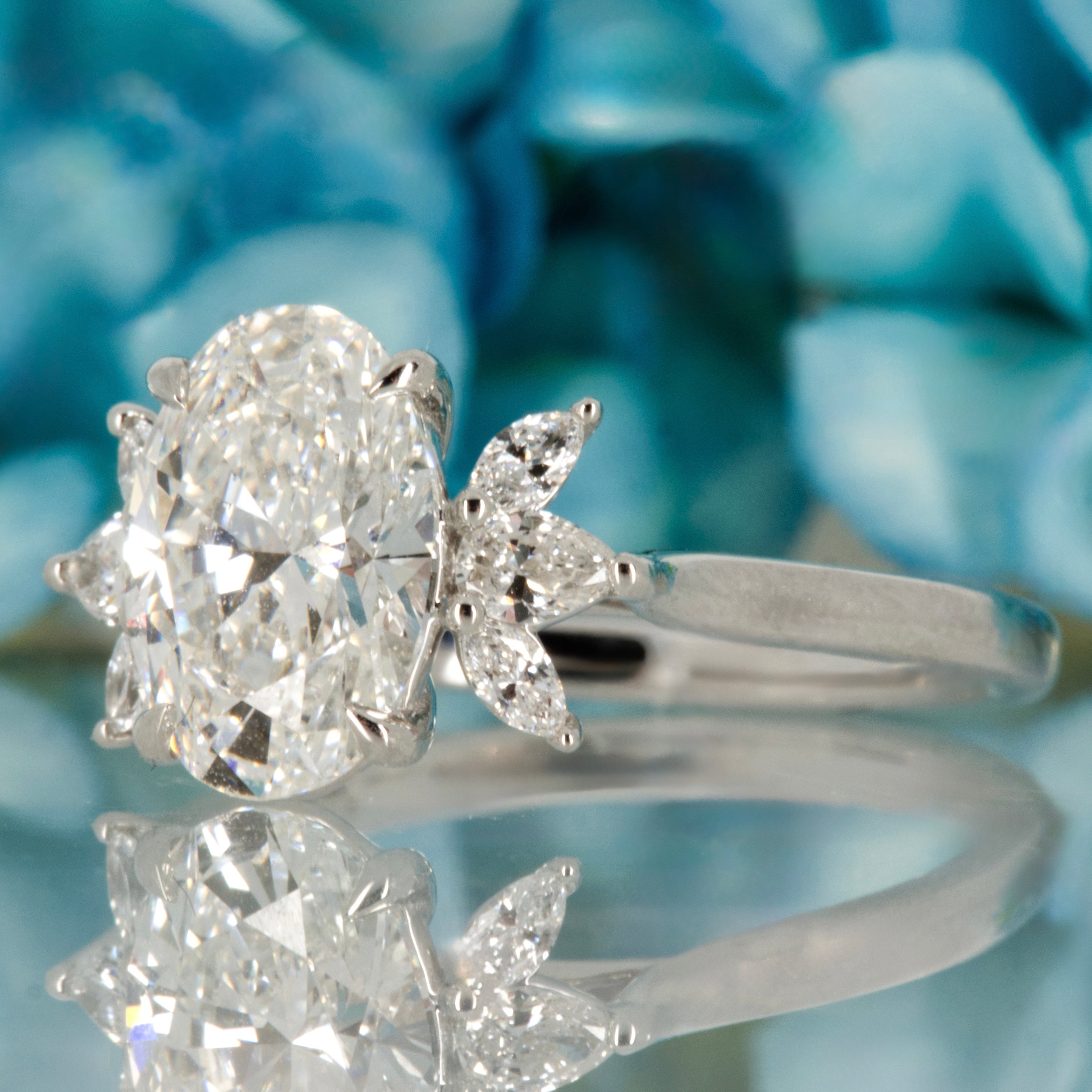 Platinum 2.20ct Oval, Pear & Marquise Cut Lab Grown Diamond Dress Ring