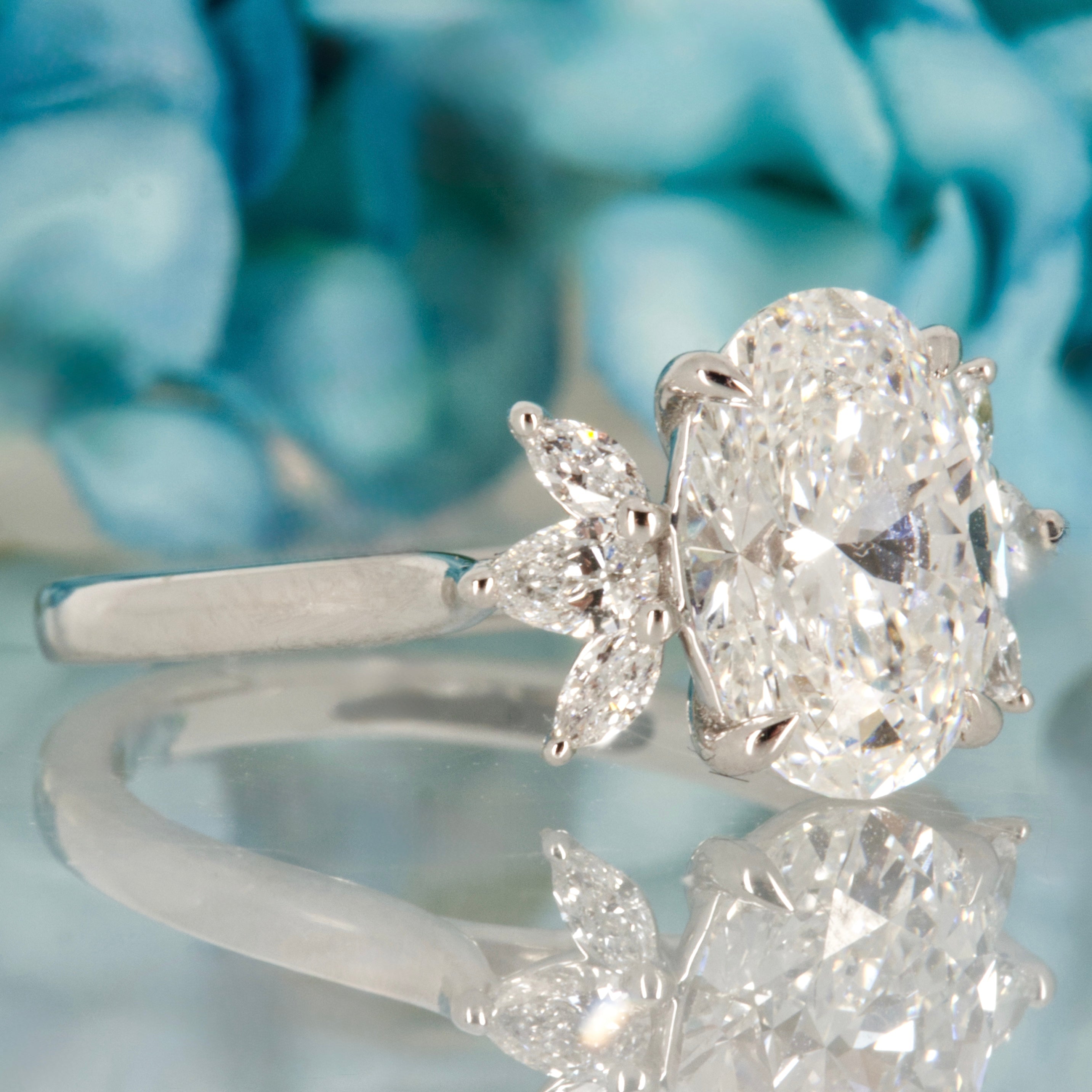 Platinum 2.20ct Oval, Pear & Marquise Cut Lab Grown Diamond Dress Ring