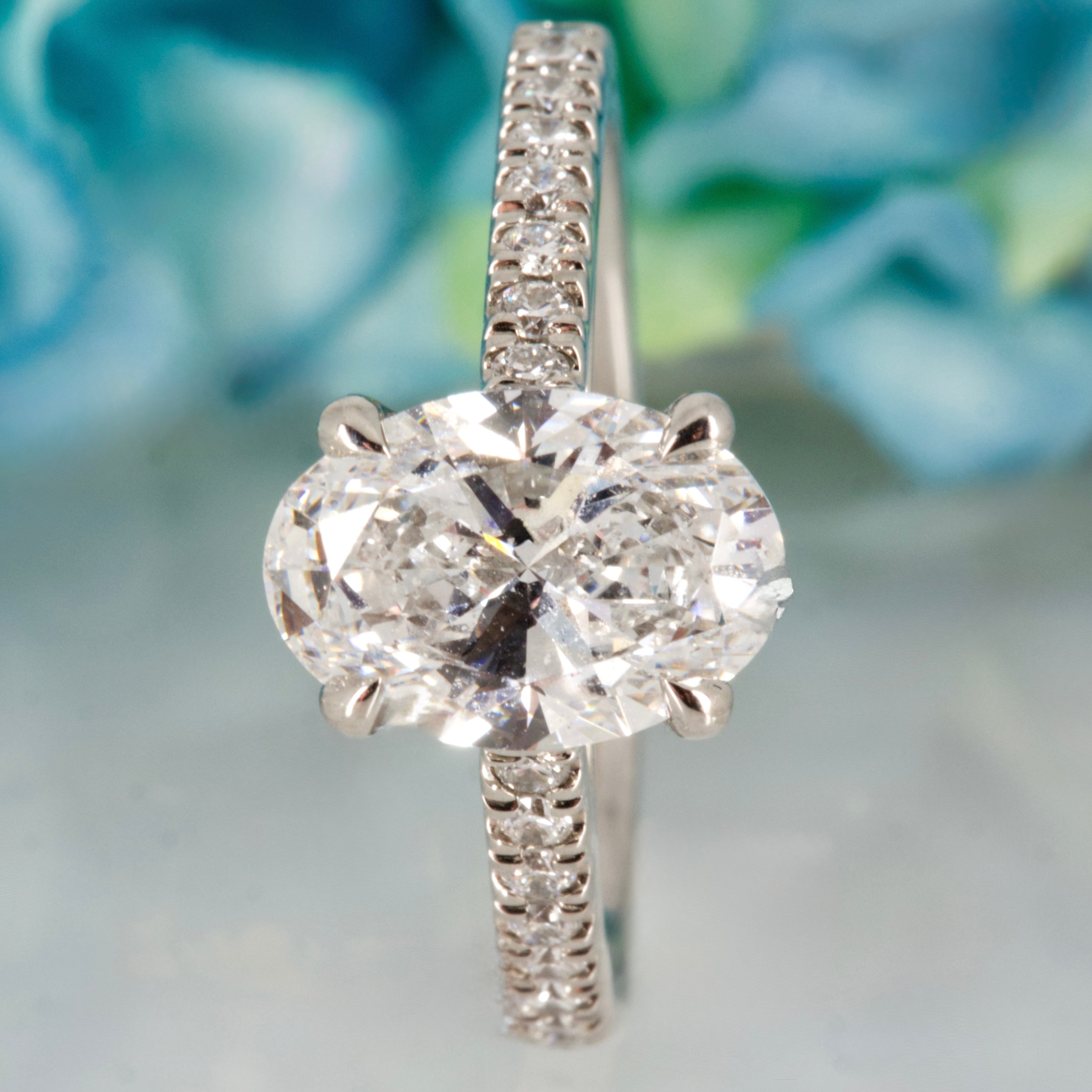 Platinum 2.01ct Oval Cut Lab Grown Diamond Solitaire Ring